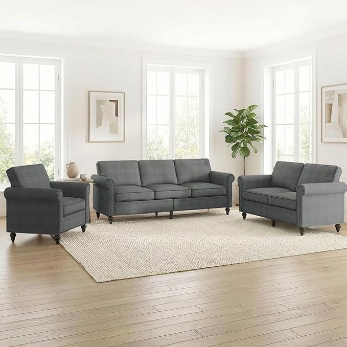 Living Room Sofa Sets 3 Piece, Modern 3 Seater Sofa and Loveseat Couch and