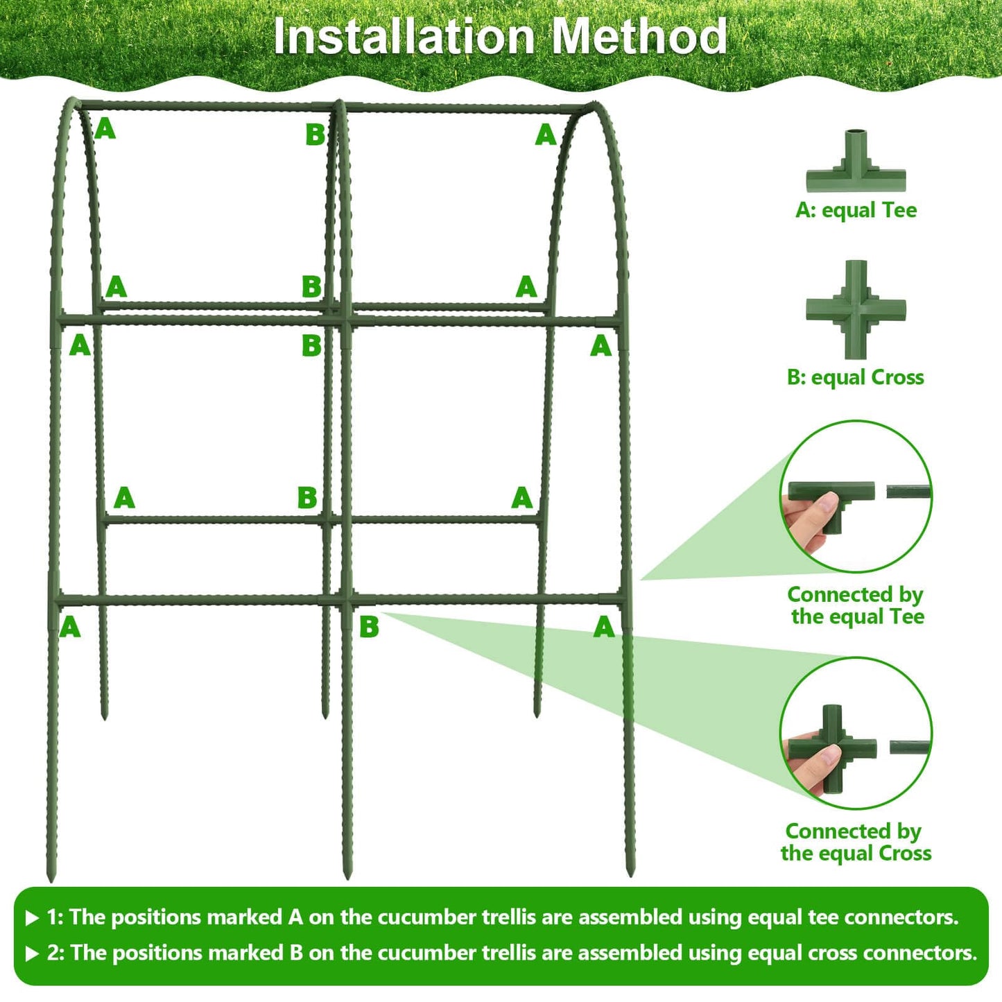 Cludoo Cucumber Trellis for Raised Bed Garden, U-Shape Arch Trellis for Climbing Plants Outdoor, Metal Vegetables Trellis with Netting, Garden Trellis for Cucumber Plants Sweet Pea Bean Grape