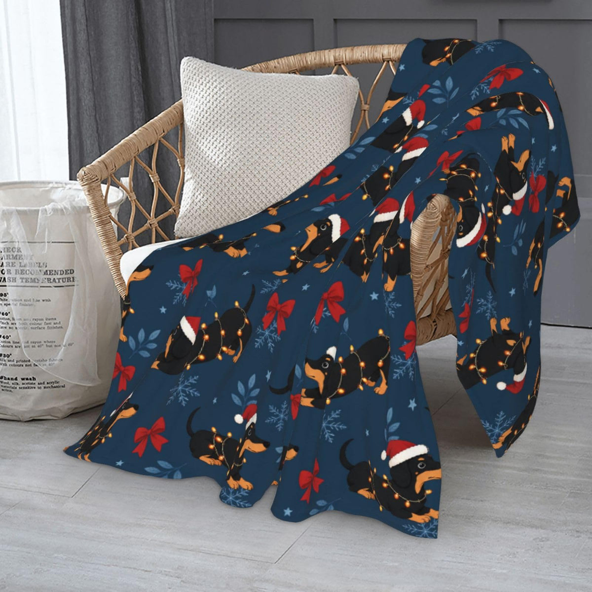 Christmas Dachshund Throw Blanket Soft Cozy Plush Warm Fleece Blanket for Sofa Couch Bed 80"X60"