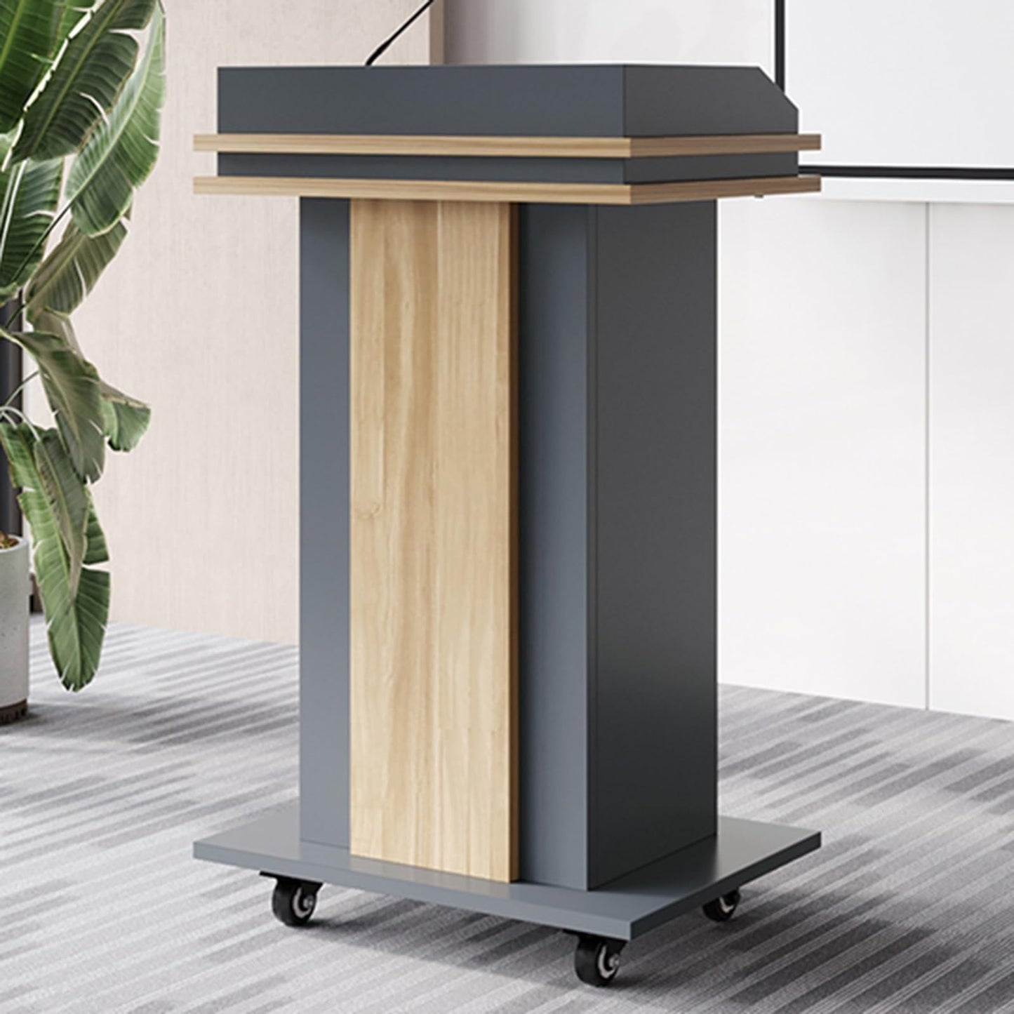 Free-Standing Acrylic Metal Podium Stand,Front Desk, Cashier Bar, Reception Counter Desk, Checkout Stand Reception Desk with Counter, Counter Table, Floor Standing Customer Reception Podiums
