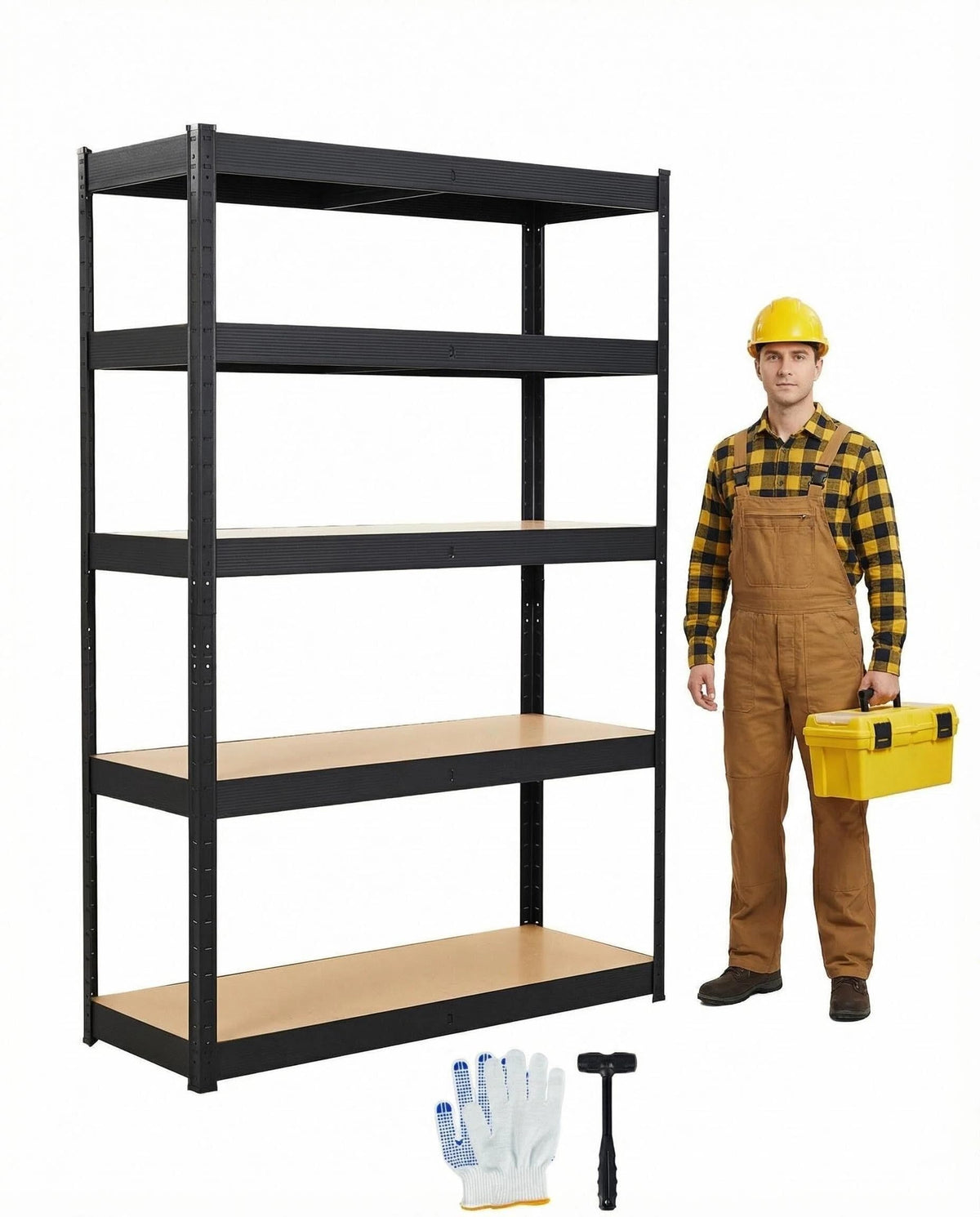 JoanKaren Heavy Duty Garage Shelving, 5-Tier Metal Storage Shelves, 48" x 18" x 72" Standing Shelving Unit, Adjustable Utility Rack for Kitchen Warehouse Industrial Basement