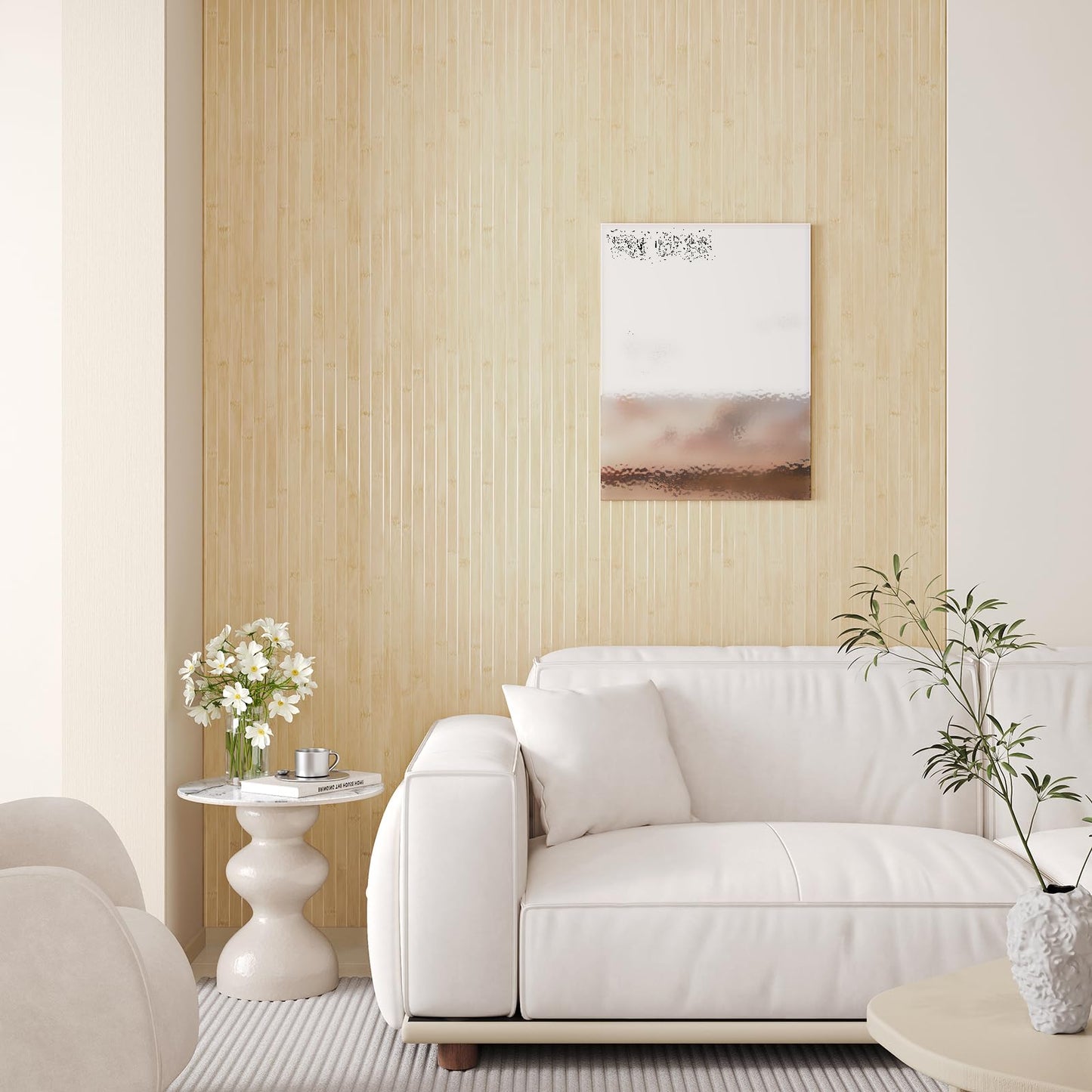 EaseStick Bamboo Wood Contact Paper Peel and Stick Light Wood Wallpaper for Cabinets Countertops Waterproof Adhesive Beige Wooden Slat Wallpaper Striped Wall Paper for Bathroom Table Cover 15.7"x160"