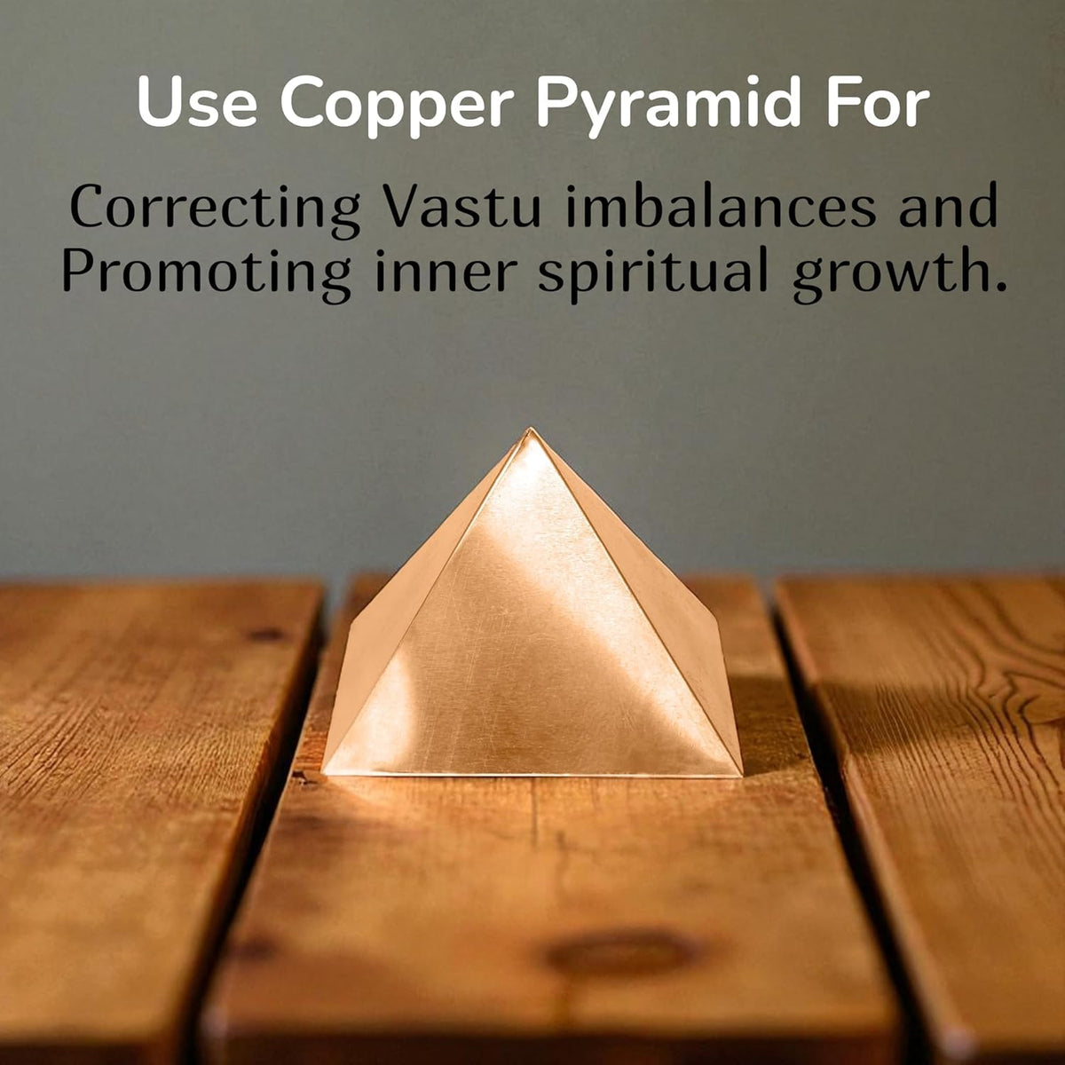 Pure Copper Vastu Pyramid, 3 Inch Hollow Energy Booster, Traditional Indian Style Tabletop Sculpture for Home and Office Decor | Energy for Vibrations at Home, Office | Health & Wealth Benefits
