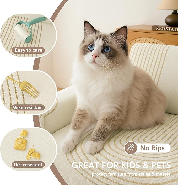 Boho Sofa Covers for 2 Cushion Couch, Chenille Sofa Slipcover for Pets Washable