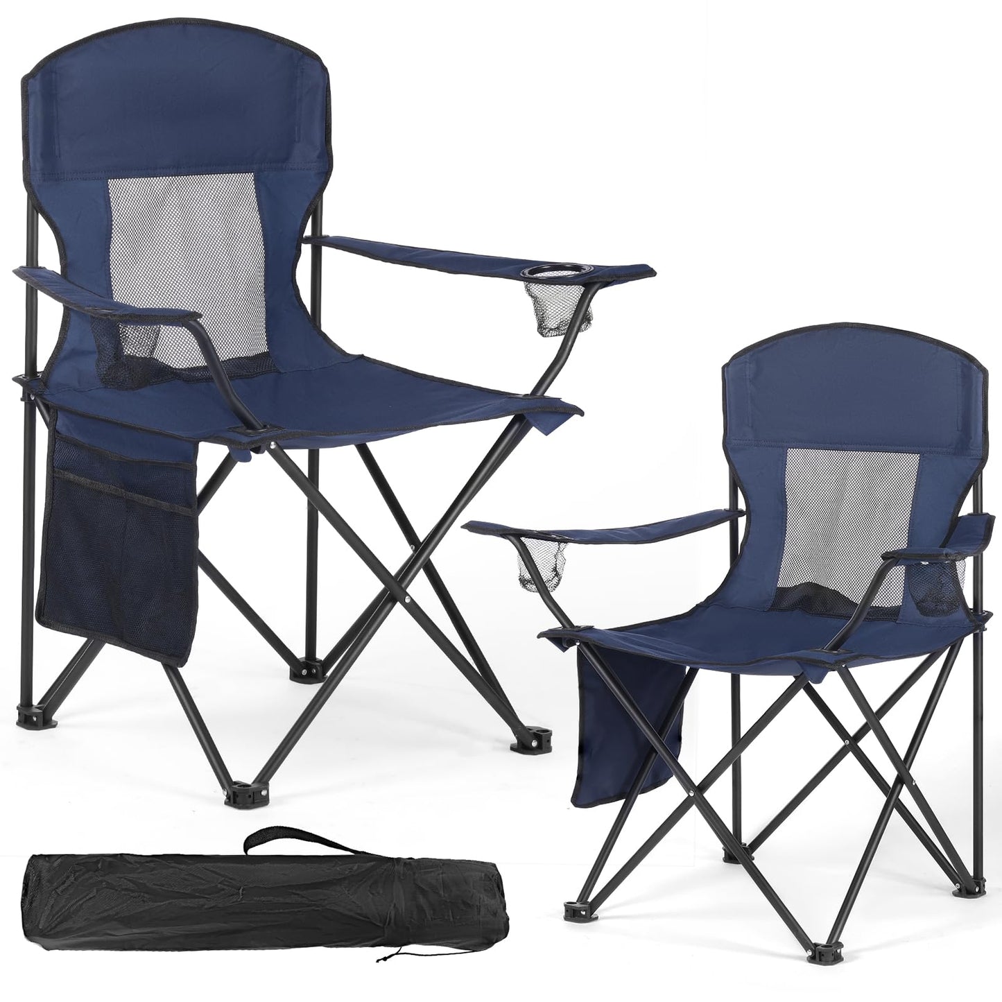 WEIDIORME 2 Pack Lightweight Camping Chairs, 300LBS Heavy-Duty Portable Folding Chairs with Carry Bag, Compact Design for Camping, Beach, Picnics, and Outdoor Event