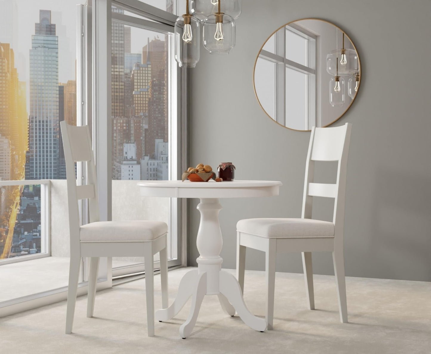 Carolina Chair & Table Fairview Round Dining Table – Classic American Style Furniture, Seats 2-4 Person Wooden Top Pedestal Base Table for Kitchen or Dining Room (Pure White, 30")