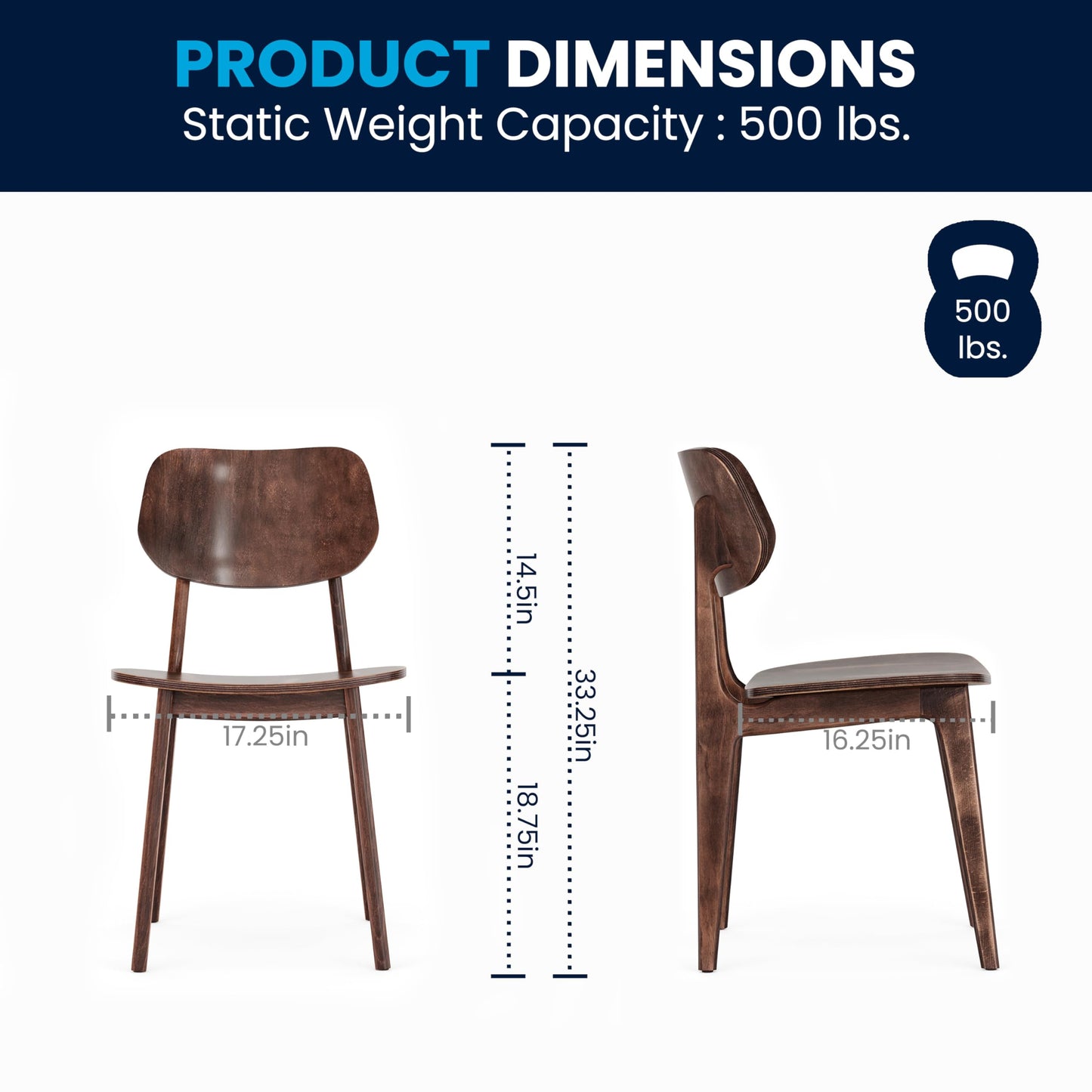 Flash Furniture Verona Solid Wood Dining Chair, Commercial Grade Restaurant Chair with Contoured Backrest, Solid Wood Frame, Antique Copper