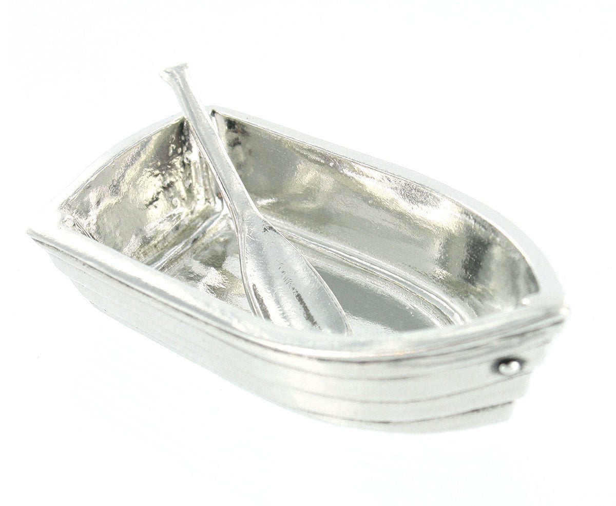 Basic Spirit Boat Salt Cellar with Spoon Handcrafted Pewter Home Lead-Free SD-19