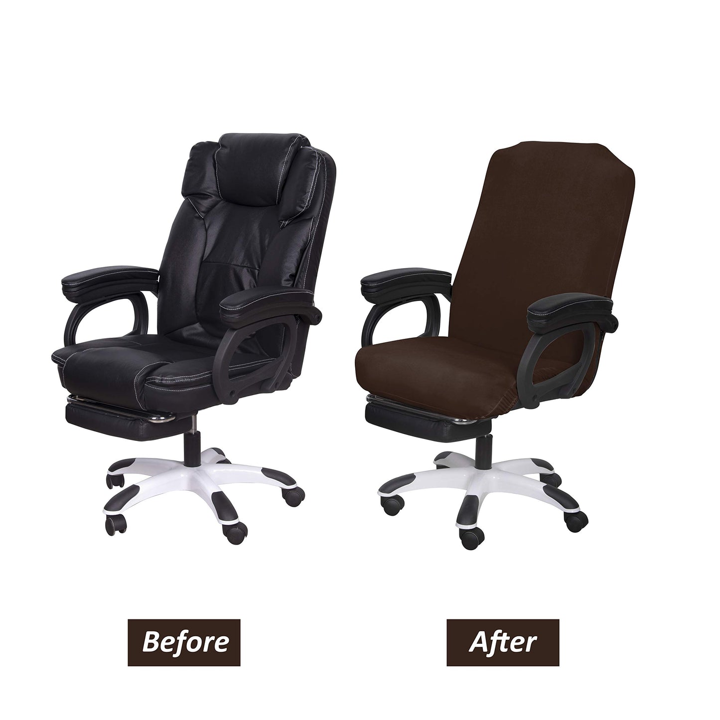 SARAFLORA Office Chair Covers- Medium, Brown- Removable Computer Chair Covers for Office Chair with Zipper for Universal Rotating Chair Desk Chair Cover Chair Seat Washable Protector for Pets
