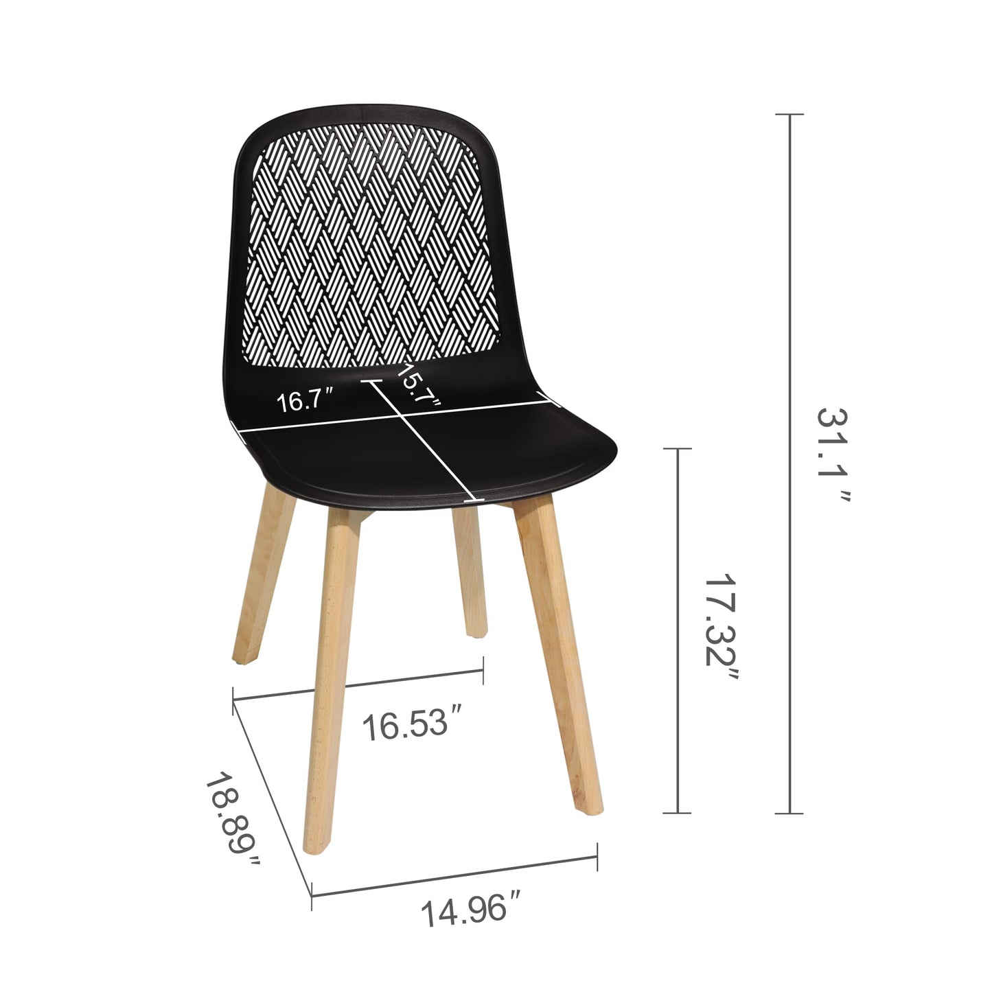 KM Legend Armless Modern Chairs with Wood Legs for Living, Bedroom, Kitchen,Dining,Lounge Waiting Room, Restaurants, Cafes, Set of 2…