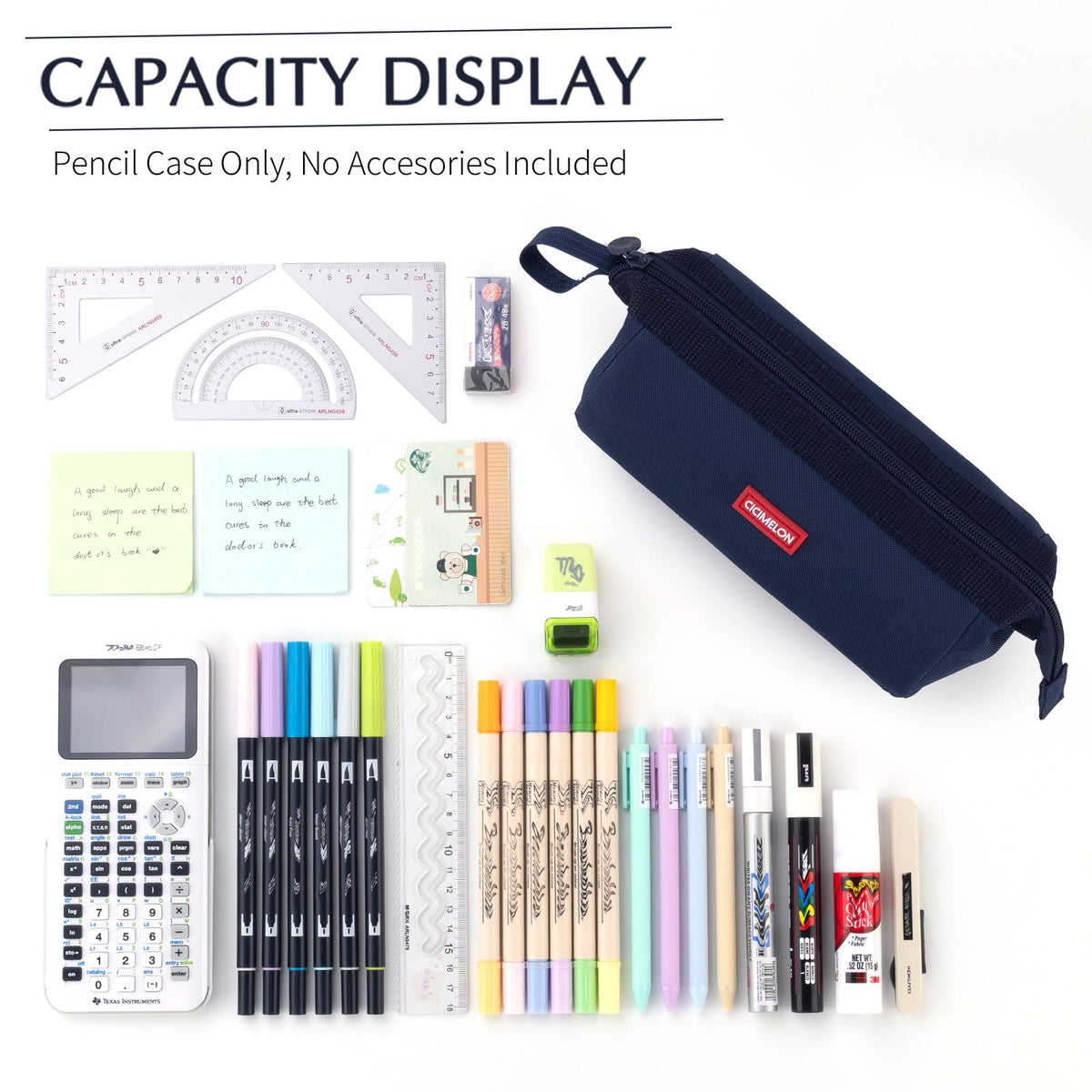 CICIMELON Pencil Case Large Capacity Pencil Pouch Pen Bag for School Teen Girl Boy Men Women (Navy)