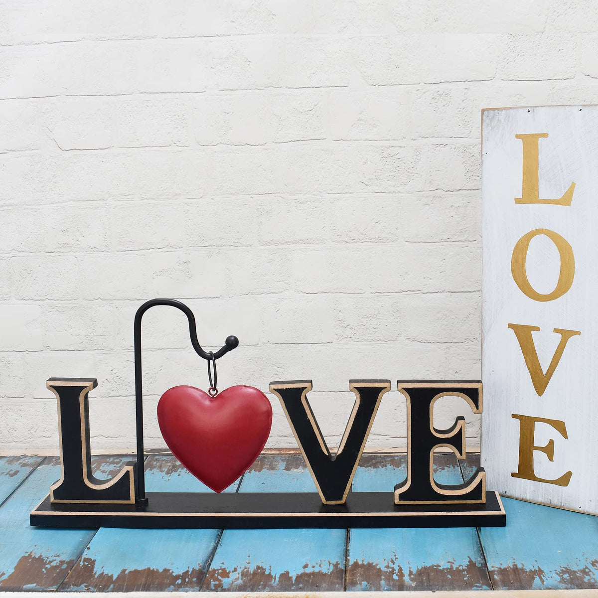 Wood Love Sign Freestanding Letters Cutout Wooden Words Block Mother's Day Home Decor Mantle Mantel Fireplace - Decorative Tabletop Centerpiece Rustic Christmas Wedding Valentine's Day Party Decoration
