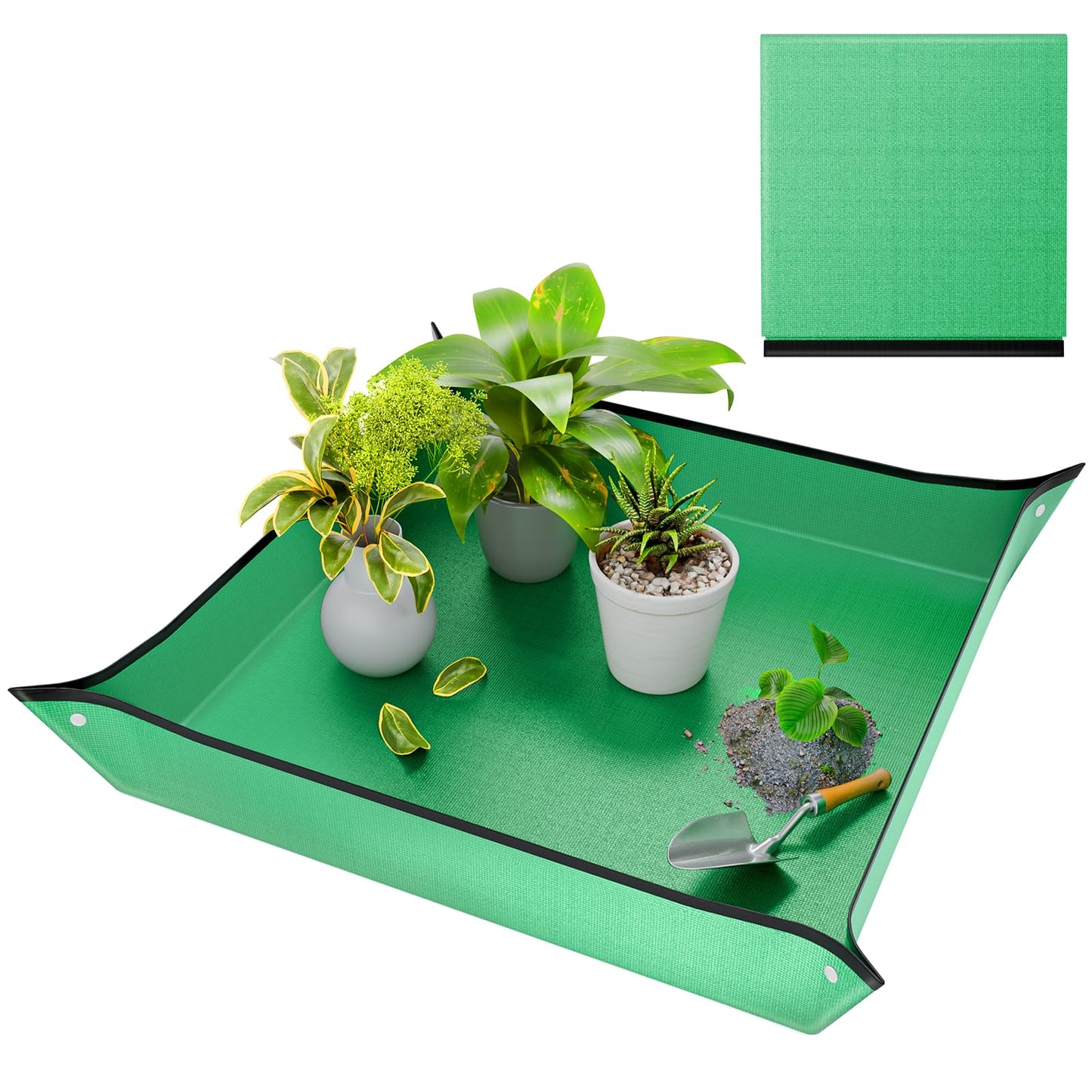 AltarreT Repotting Mat for Indoor Plant Transplanting and Mess Control, 26'' x 26'' Waterproof Potting Succulent Tray Portable Gardening Mat Gift for Plant Lovers