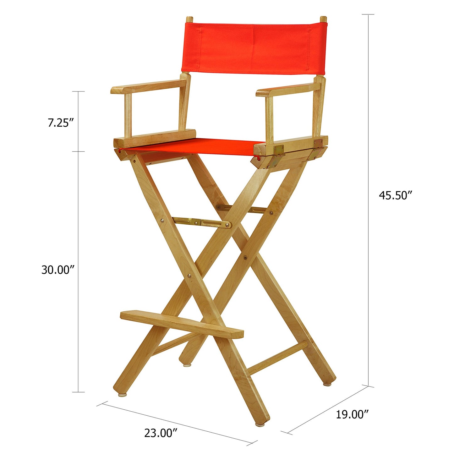 Casual Home 30" Director's Chair Natural Frame-with Orange Canvas, Bar Height