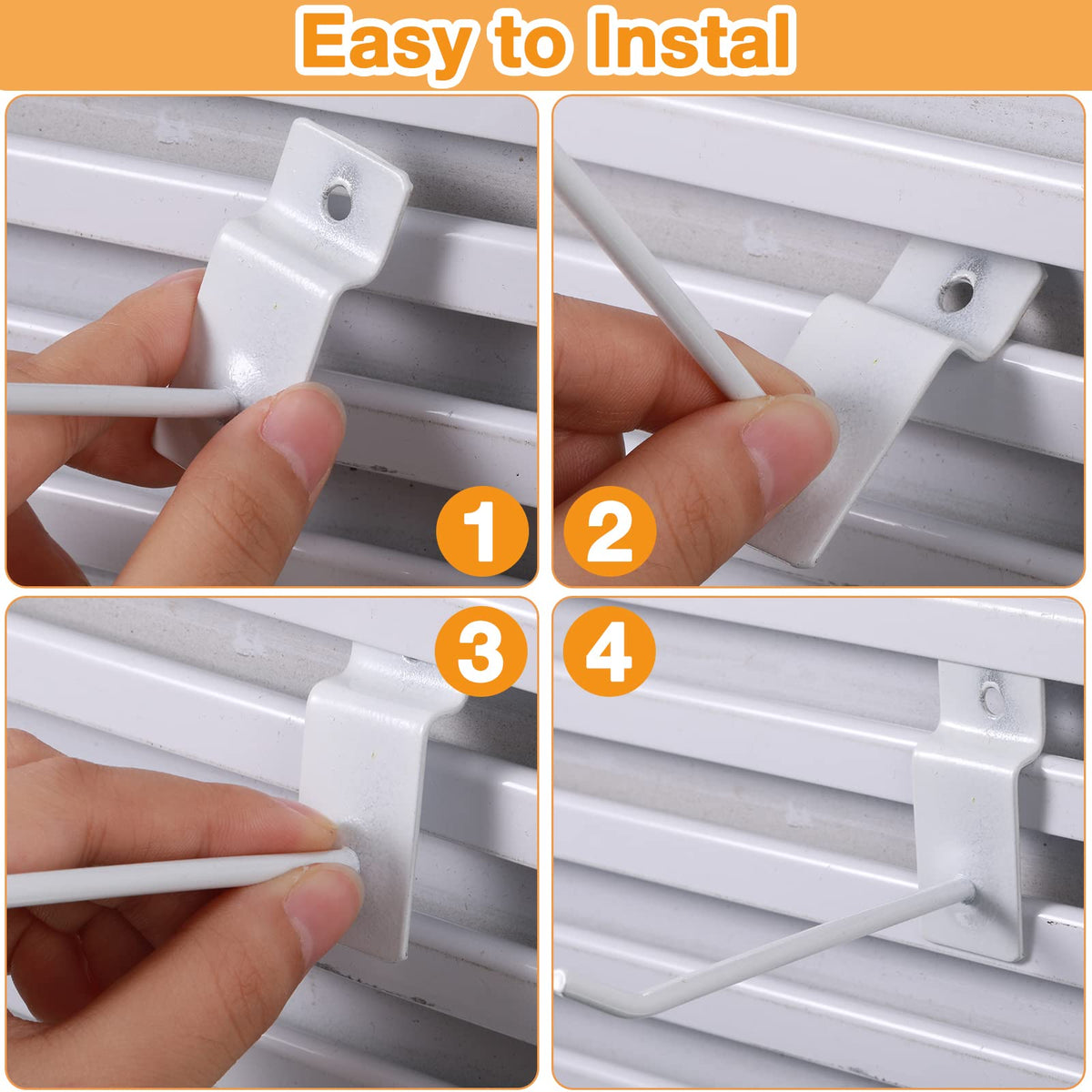 Moxweyeni 100 Pack Slatwall Hooks Slatwall Accessories Slat Wall Hanging Pegboard Hangers Slat Board Display Hooks for Retail Garage Organization Gridwall, White(4 Inch)