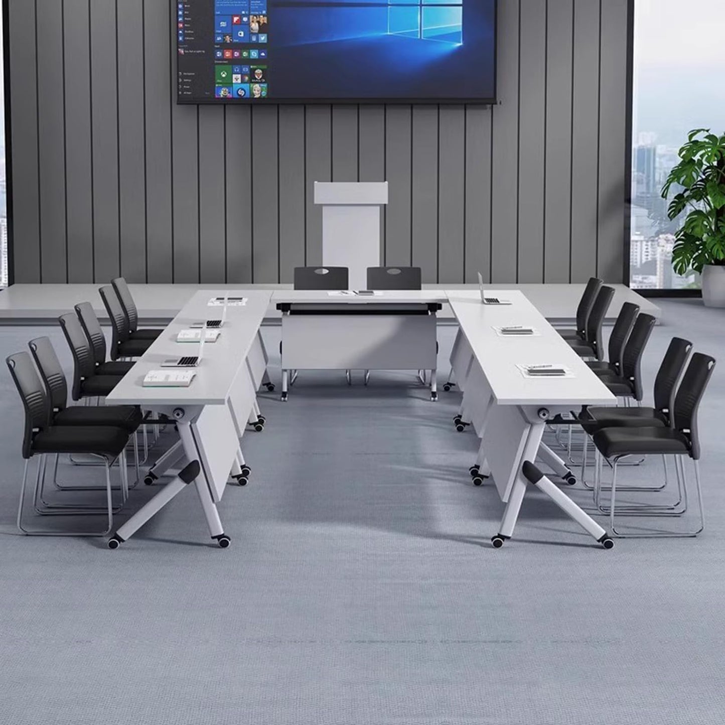 Commercial Furniture Indoor Outdoor Folding Training Table, Rectangular Folding Training and Event Table, Business Furniture for Office, School, Training Rooms