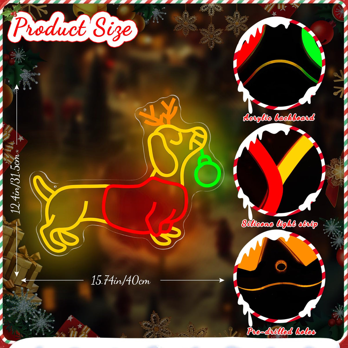 FuugZze Dachshund Neon Sign Christmas Neon Lights for Bedroom Weiner Dog Led Signs for Bedroom Wall Dimmable Dachshund Light Up Sign for Neon Christmas Decorations Party Wall Room Home Decor