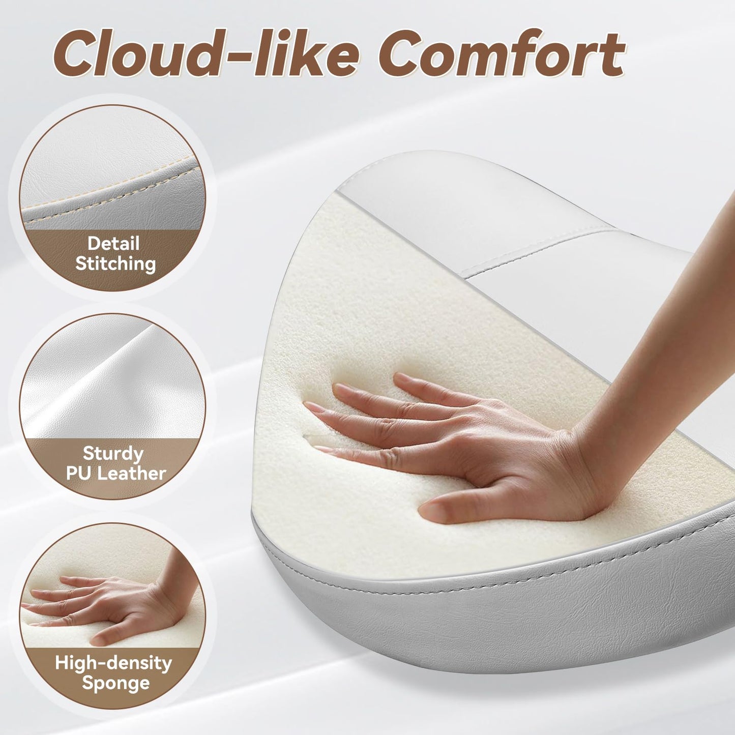Saddle Stool Heavy Duty 400lbs - Ergonomic Thick Saddle Seat Cushion, Easy Height Adjustable, Healthy Posture No Pain, Smooth Rolling No Creaky Noises, Rolling Saddle Stool Chair with Wheels (White2)
