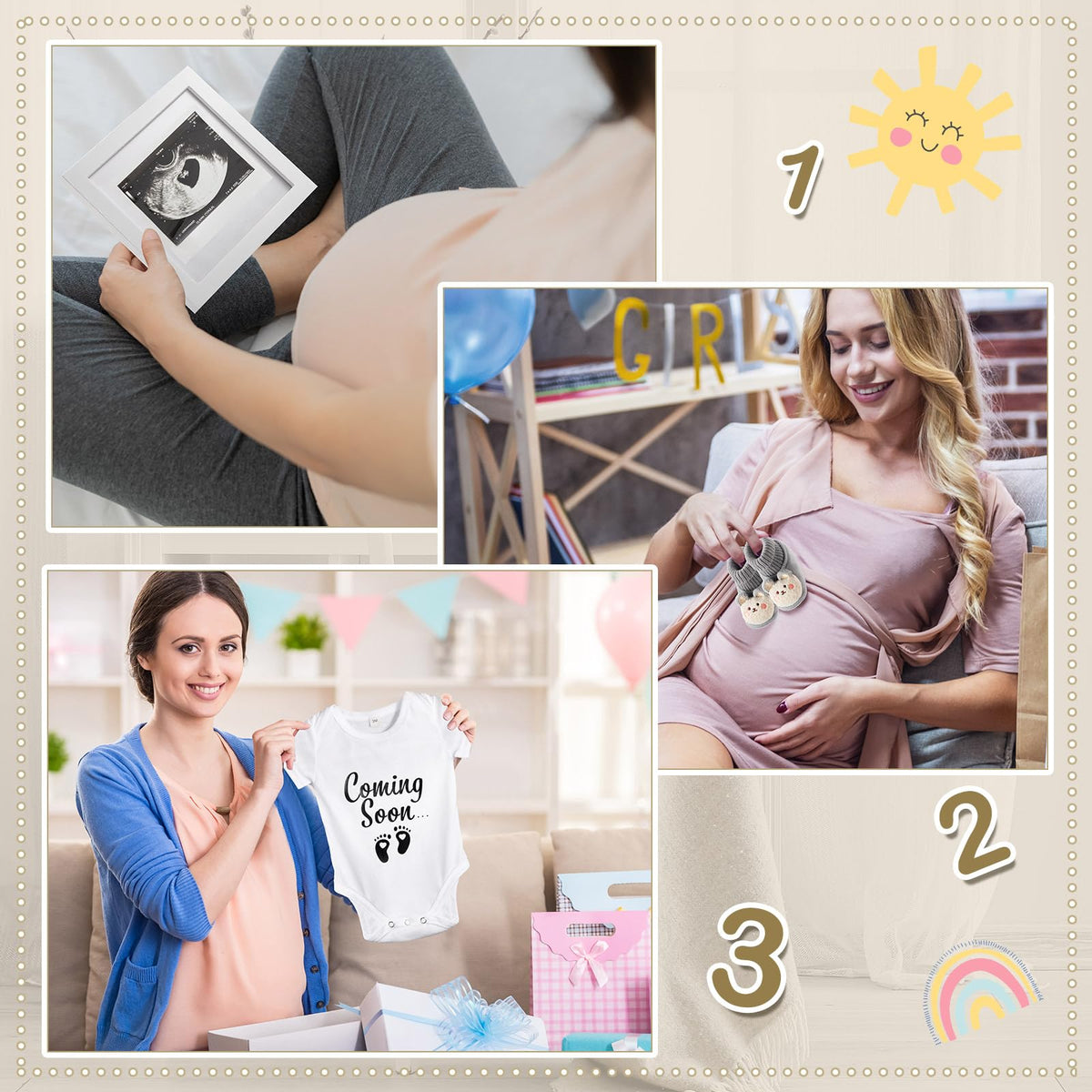 Canlierr 9 Pcs Pregnancy Announcement Set Pregnancy Reveal Ideas Felt Letter Board Baby Bodysuit Booties Photo Frame Bear Plush Wood Blocks for Coming Soon Baby Announcement(Black)