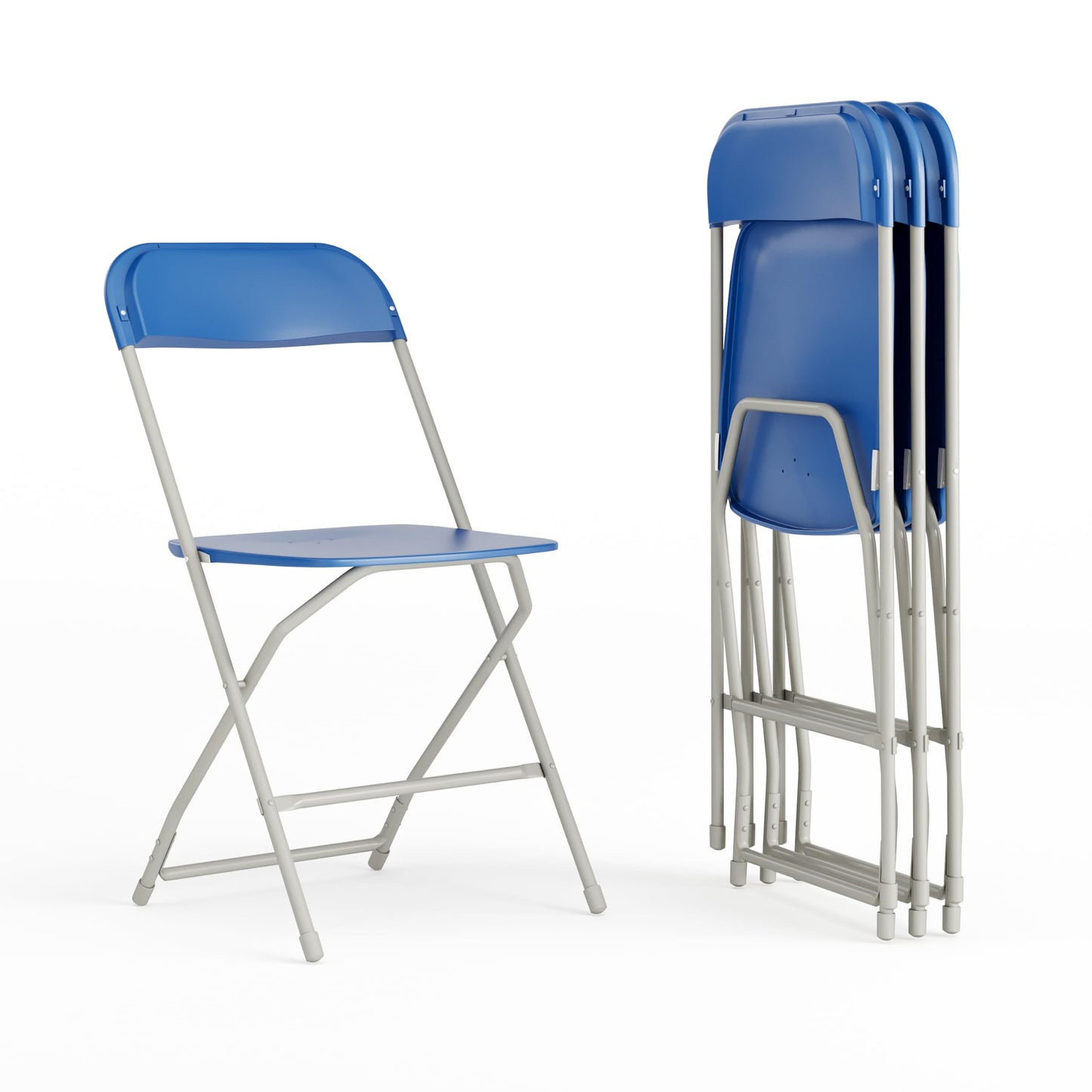 Flash Furniture Hercules Series Plastic Folding Chair - Blue - 4 Pack 650LB Weight Capacity Comfortable Event Chair-Lightweight Folding Chair