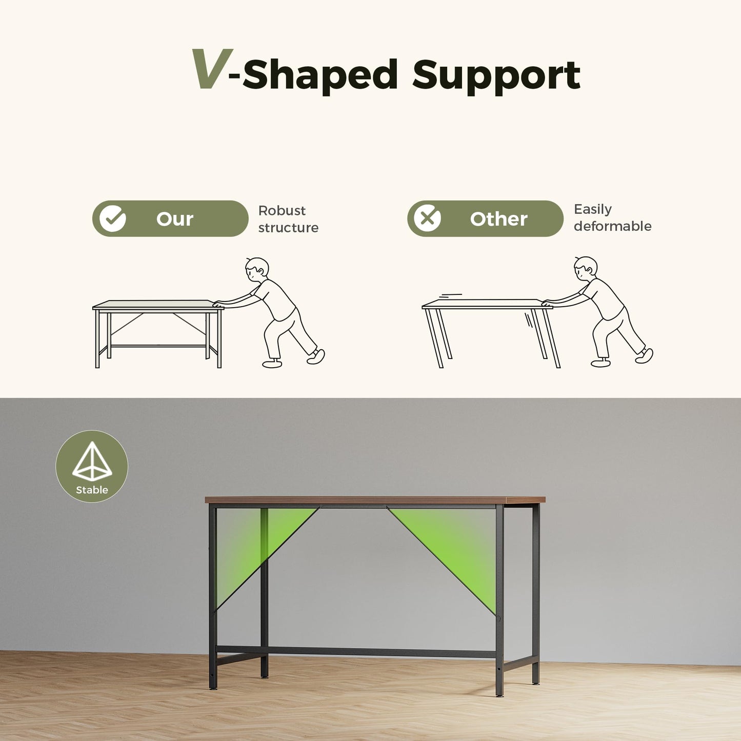 Mericonia 55 inch Computer Desk, Gaming Desk for Small Spaces, Modern Simple Style Table for Home Office, Study Student Writing Table