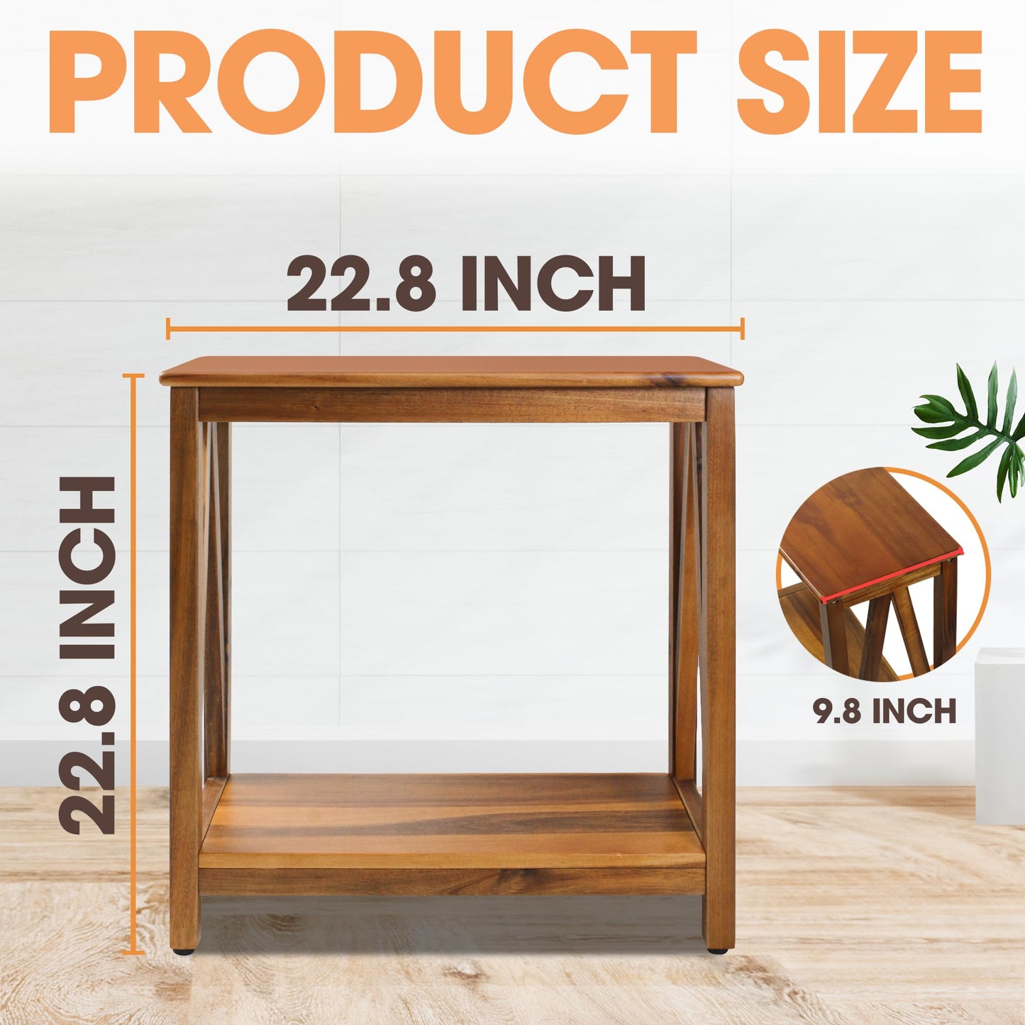 ENKEZI Narrow End Table with Shelf – Slim Side Table, Nightstand for Small Spaces, Bedroom, Living Room, Balcony or Outdoor Use (Minimalist A)