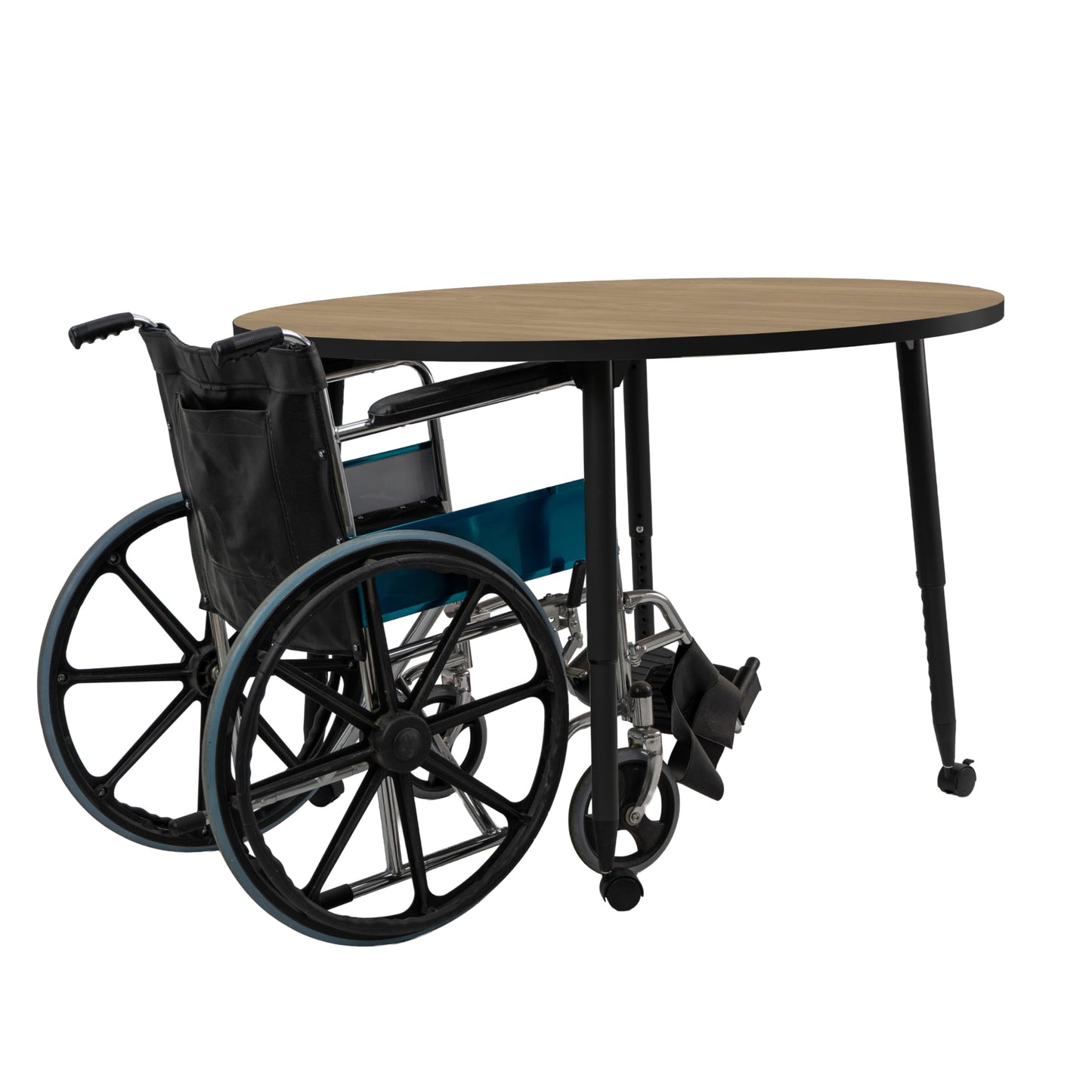 Adapte Commercial Classroom Activity Table - 48" Round, ADA Compliant Tapered Legs with Glides & Casters, Adjustable Height 22-34" Wheelchair Accessible, School & Office Furniture