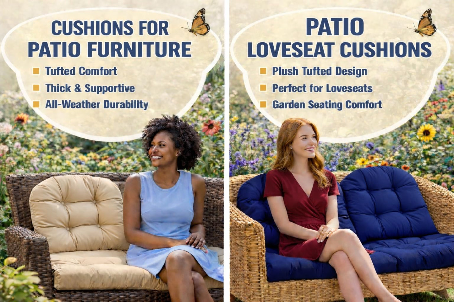 Dizaolive Wicker Chair Cushions for Outdoor Furniture Patio Loveseat Settee Bench Cushions 19x19