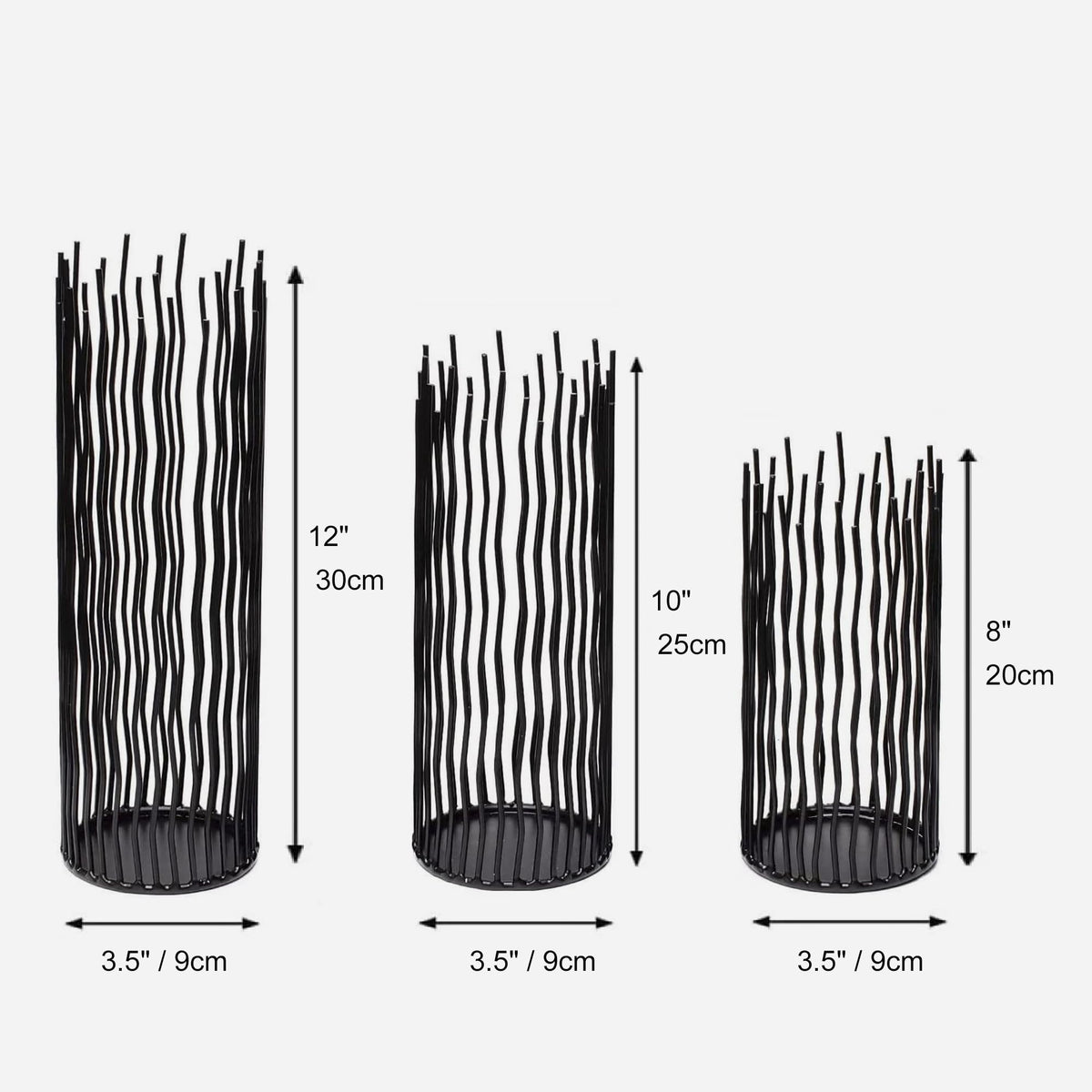 Candle Holders Set of 3 Black Metal Iron Pillar Candlestick Modern Indoor and Outdoor Candlestick Holders for Table Centerpiece Fireplace Mantel Decoration,Home,Party, Wedding,Dining Room Decor