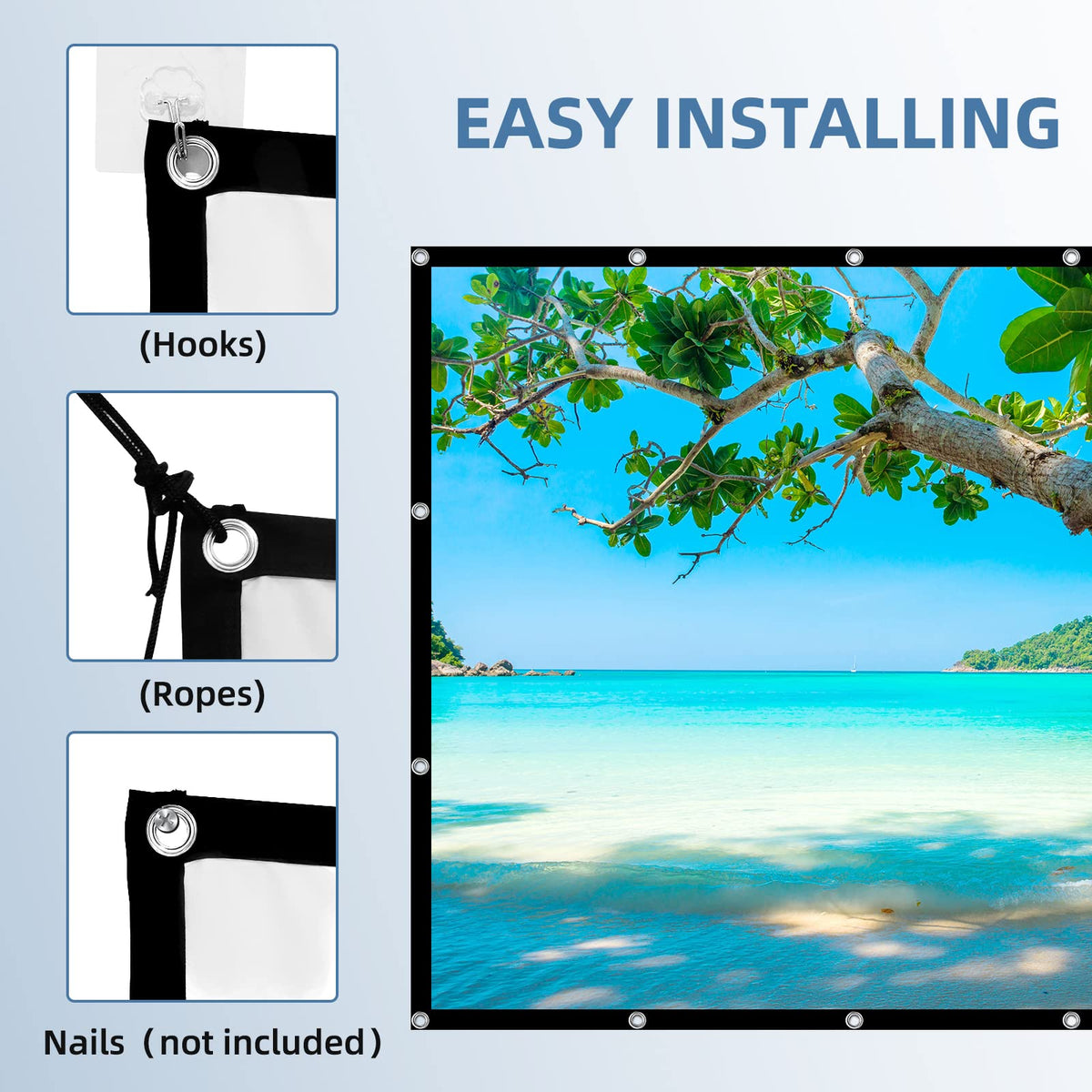 Projector Screen,HUANYINGBJB 4K 16:9 HD Rear Front Projector Screen Foldable Projection Screen Double-Sided Portable Outdoor Indoor Projector Screens for Movie Home Theater (120)