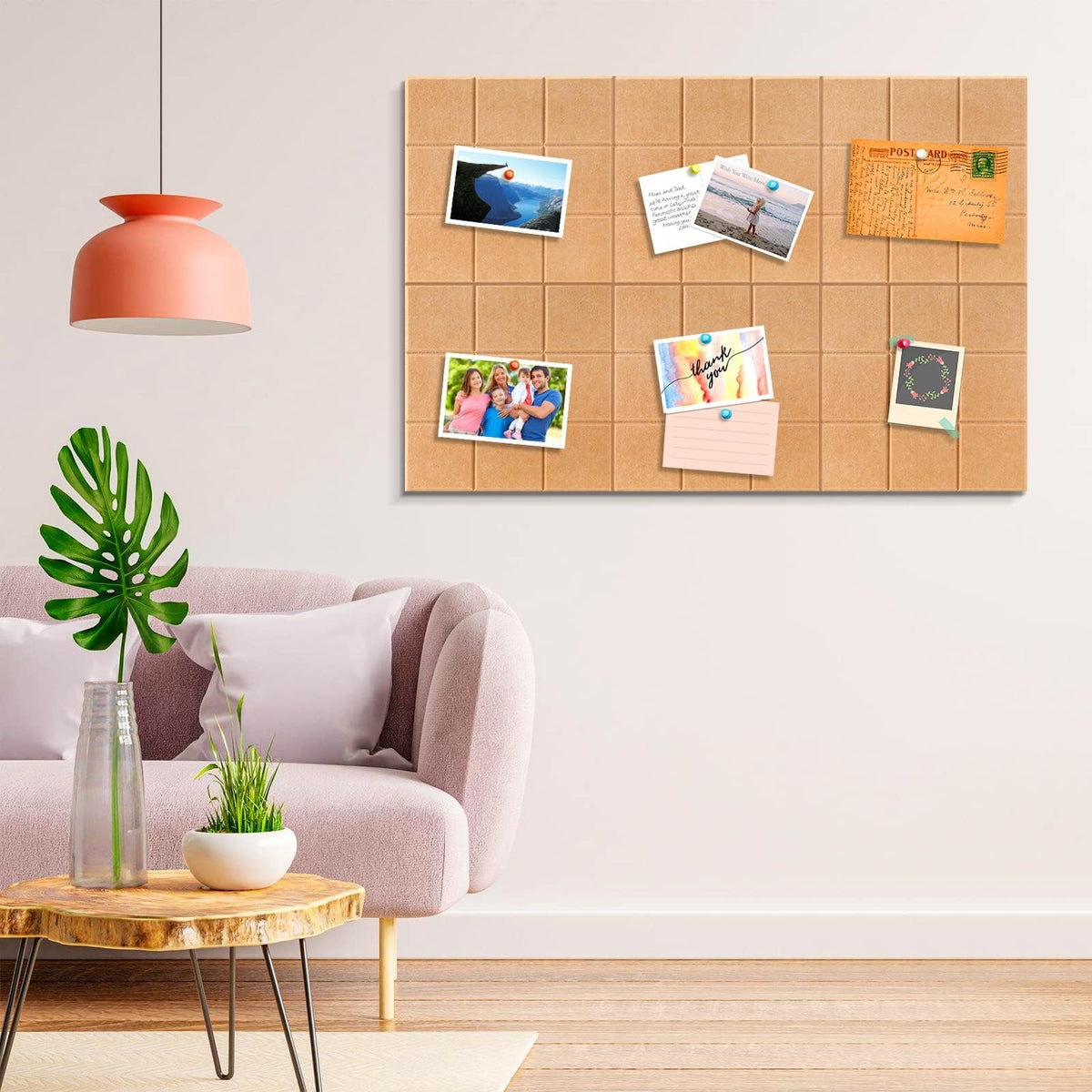 Uoisaiko Bulletin Board 6 Pack Large Pin Board 11.8" x 11.8", Felt Board Tiles with 30 Push Pins Alternative to Cork Board for Wall Damage-Free, Self Adhesive Notice Board Memo Board for Home Office