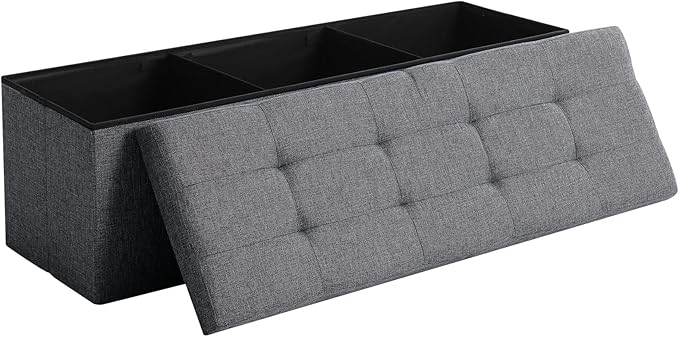 45.3 Inches Storage Ottoman Bench Foldable Seat Footrest Shoe Bench End of Bed