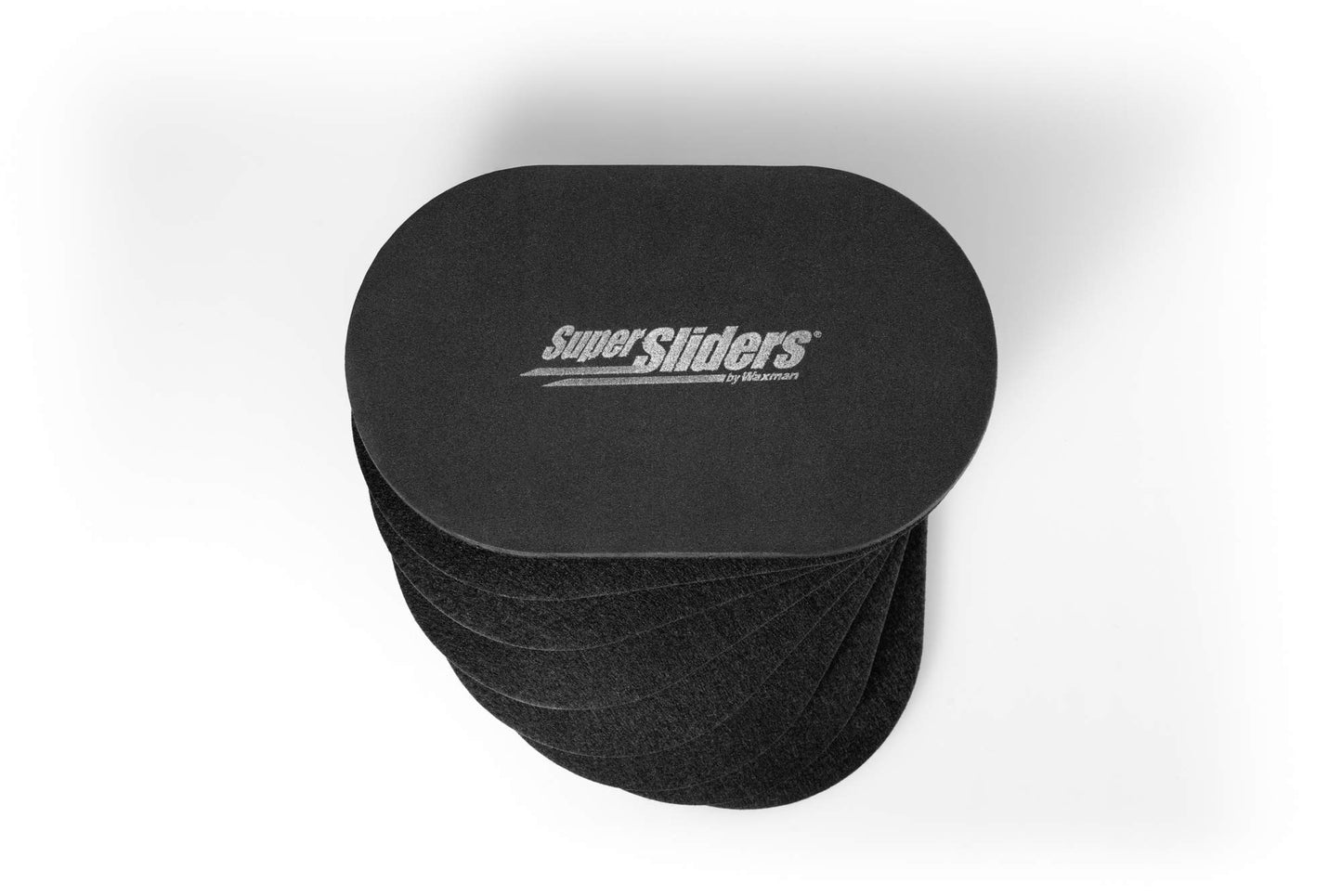 Super Sliders 5-3/4" x 9-1/2" XL Oval Reusable Felt Furniture Sliders for Hard Surfaces, Anti-Slip Protective Furniture Moving Pads for Beds, Sofas, Dressers, Set of 4, Black