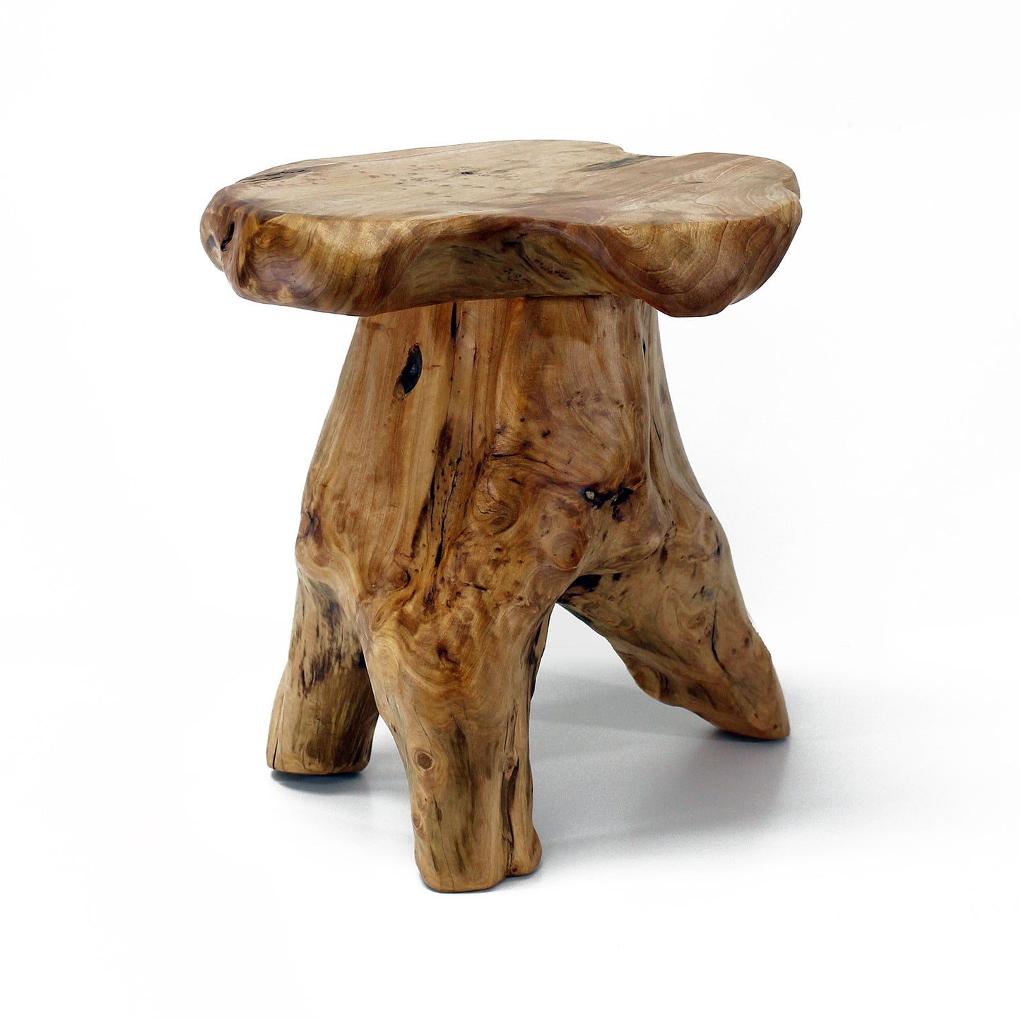 WELLAND Natural Cedar Stump Stool, 14" End Table, Live Edge Side Table, Plant Stand, Small Nightstand, Mushroom Stool for Living Room, Bedroom, Patio, Garden