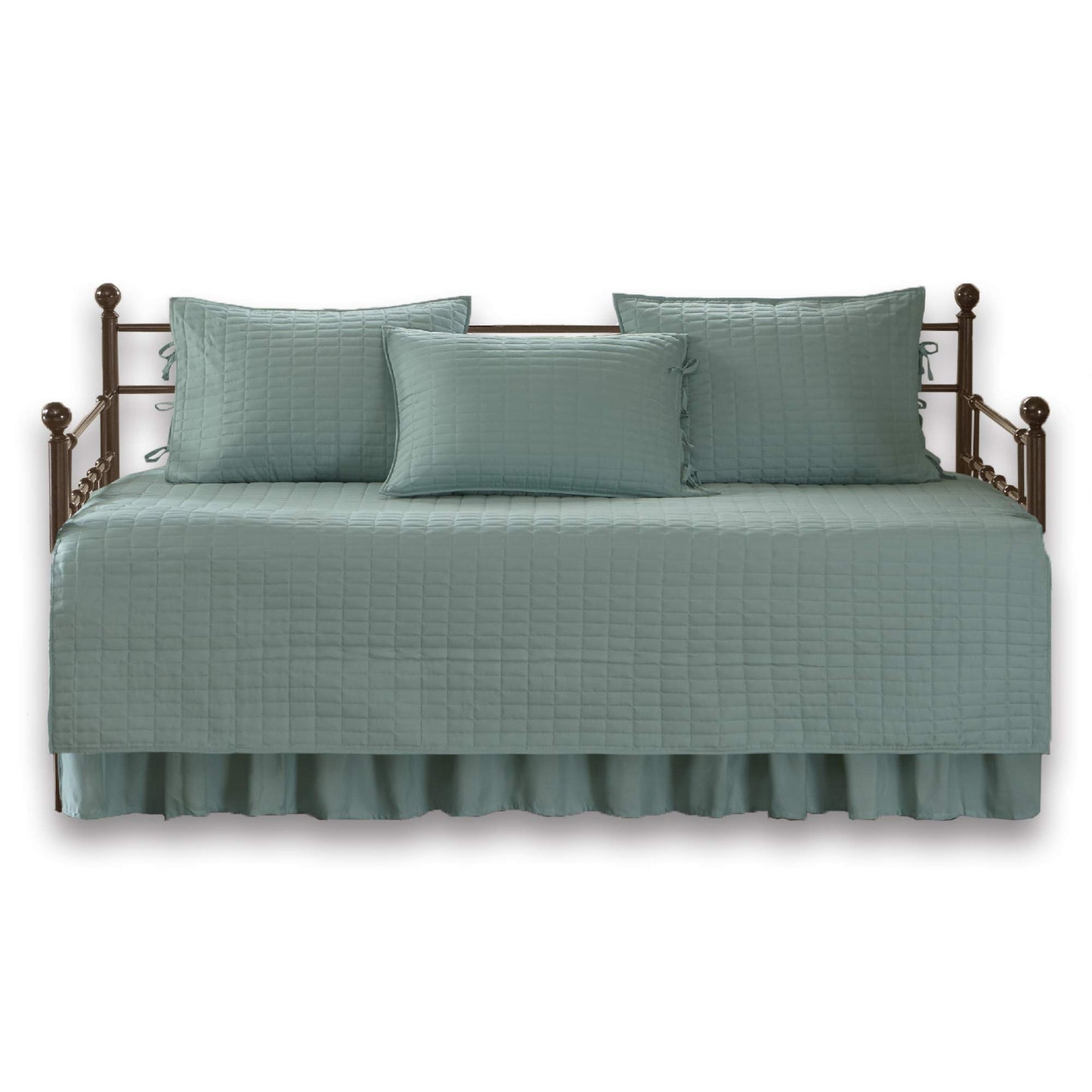 Comfort Spaces Daybed Cover - Luxe Double Sided Quilting, All Season Cozy Bedding with Bedskirt, Matching Shams, Kienna Sage Green75"x39" 5 Piece