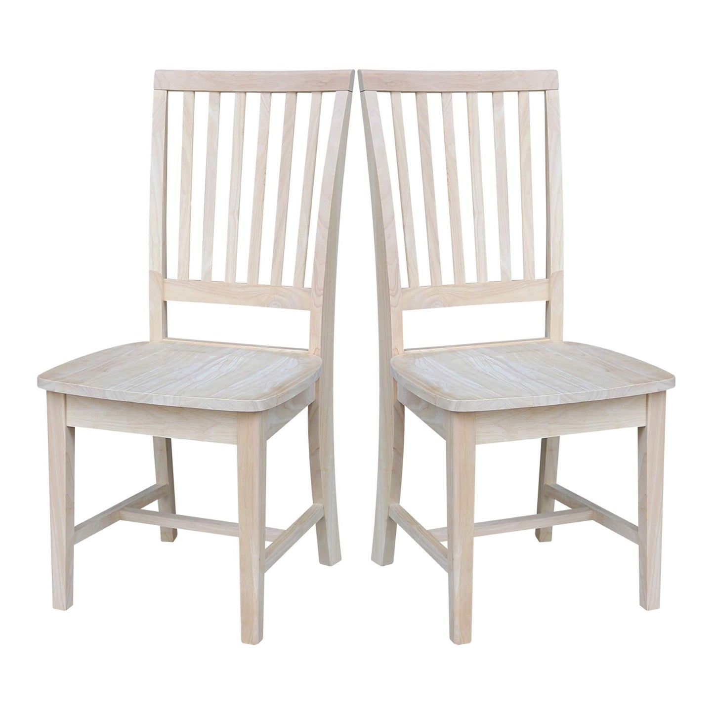 International Concepts Mission Side Chairs, Armless, Solid Parawood, Unfinished (Set of 2)