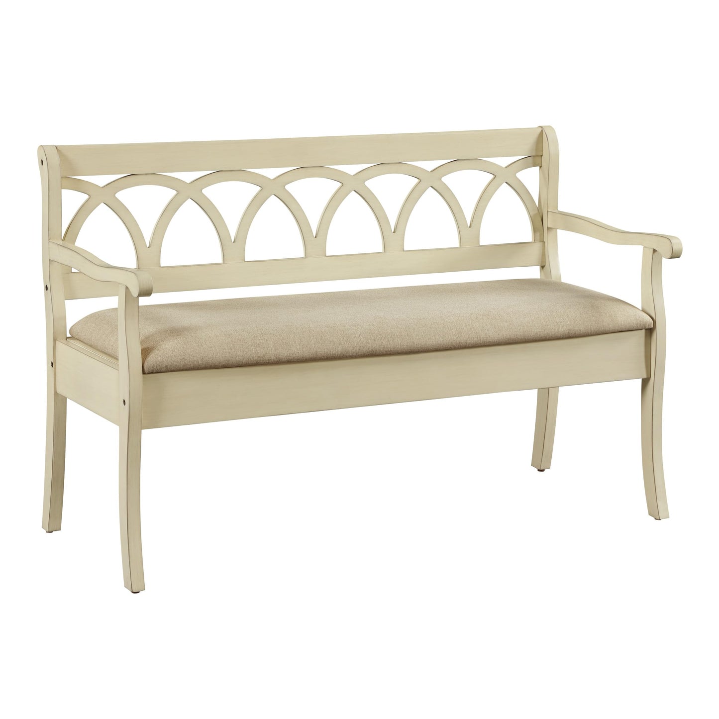 OSP Home Furnishings Coventry Solid Wood and Veneer Storage Bench, Antique White