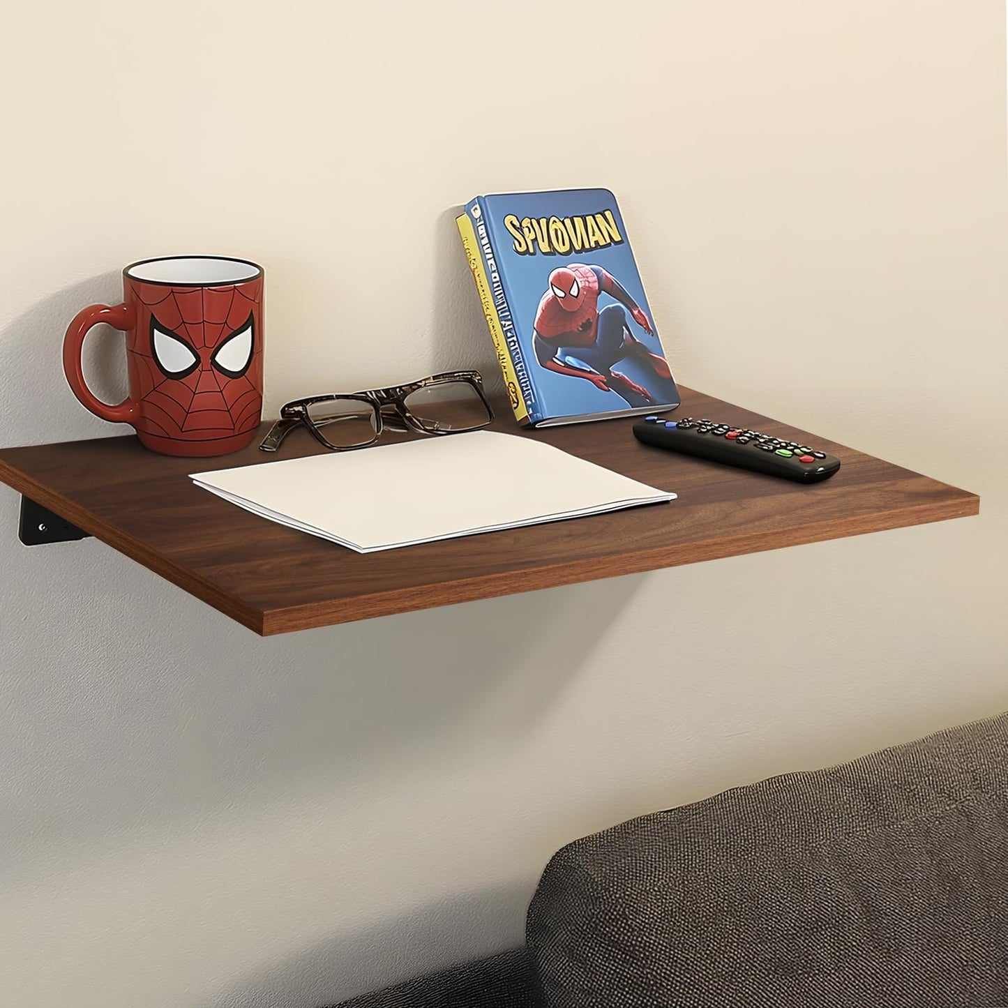 Kaboon Universal Tabletop 36"x20", Solid One-Piece Melamine Table Top, Double L-Desk Floating Desk DIY, Home and Office,Dark Walnut