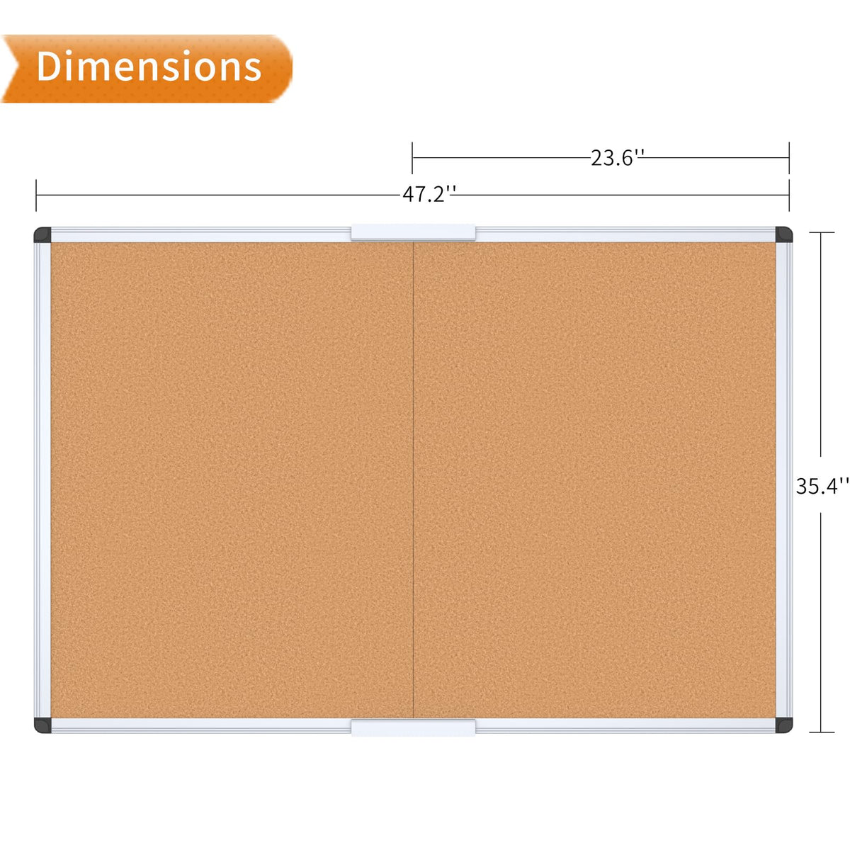 VIZ-PRO Cork Bulletin Board/Foldable Noticeboard, 48 X 36 Inches, Silver Aluminium Frame