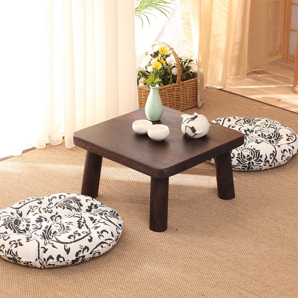 GHHDPXM Retro Japanese-Style Small Coffee Table Bay Window Square Coffee Table Zen Tea Low Table Simple Table Low Stool (Size : 36x36x21cm)