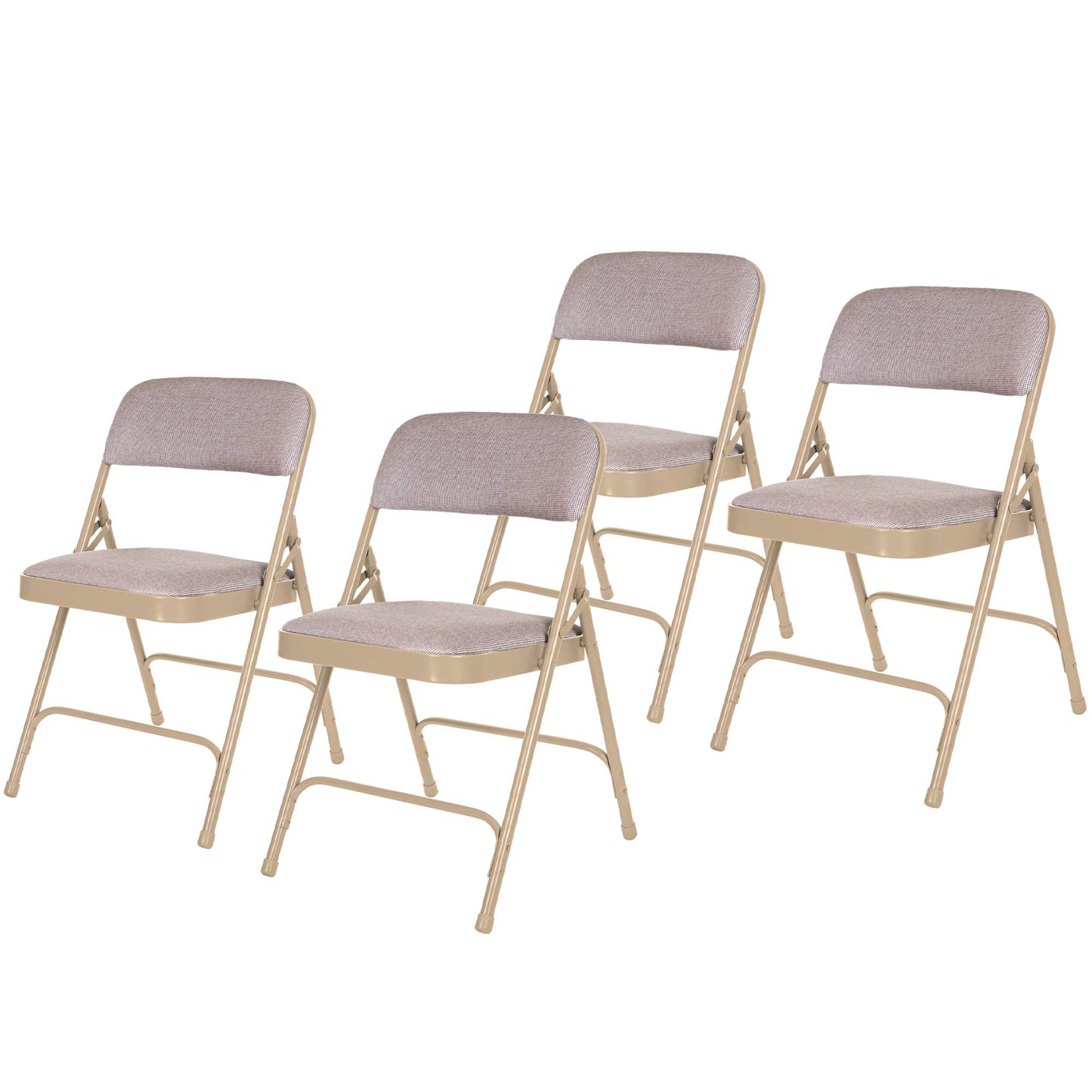 OEF Furnishings OEF2200 Series Heavy-Duty Premium Fabric Padded Upholstery Double-Hinged Folding Chairs (4-Pack, French Beige)