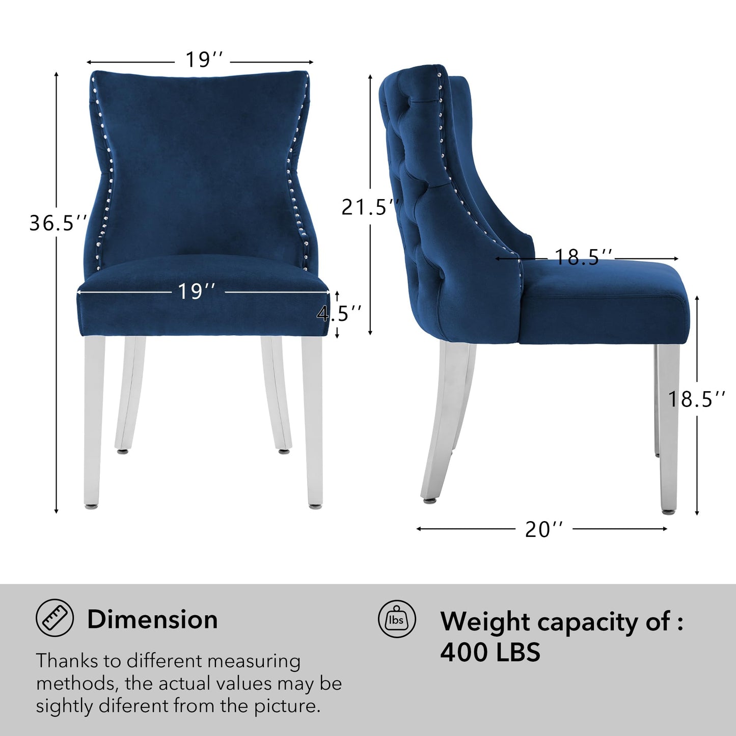 UDAX Velvet Dining Chairs Set of 4, Upholstered Tufted Backrest Sillas de Comedor, Luxurious Dining Chairs with Stainless Steel Legs, Modern Seating for Kitchen, Bedroom & Living Room