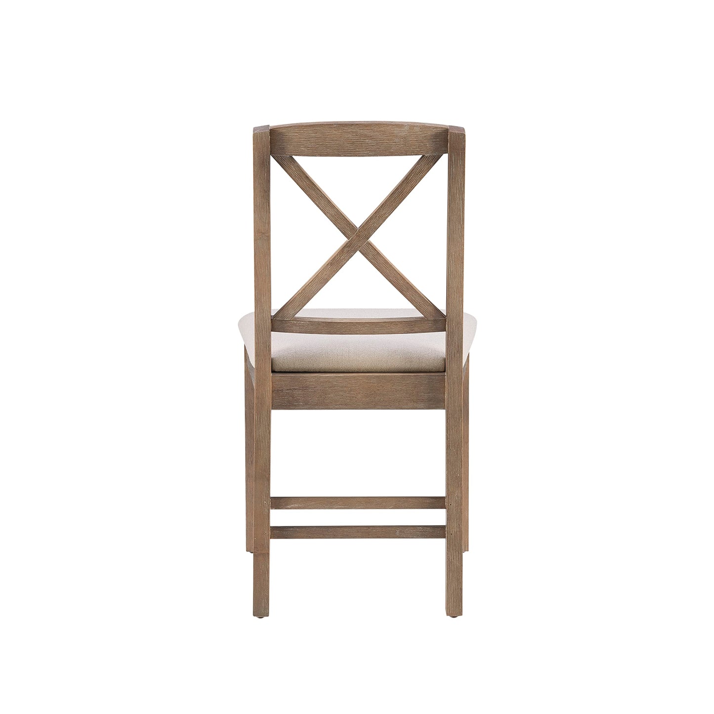 Linon Triena Greywash X Back Dining Chair with Beige Upholstered Seat, Set of 2
