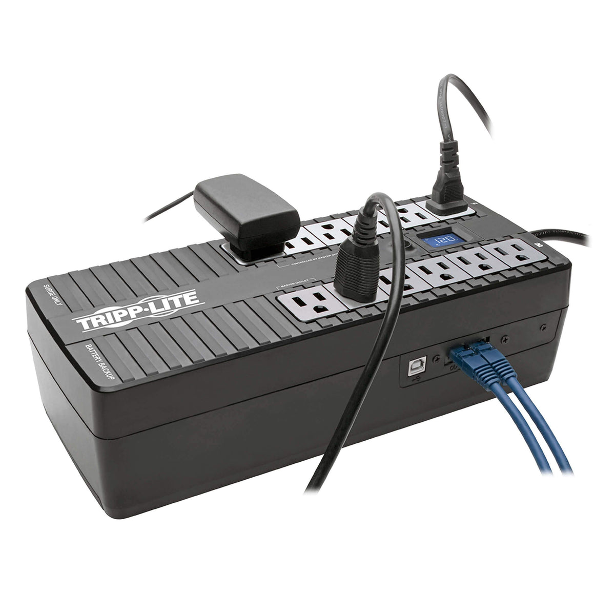 Tripp Lite 850VA UPS Battery Backup Surge Protector Efficient Energy-Star Certified, AVR, 12-Outlet Uninterruptible Power Supply, Dataline Protection, 3-Year Warranty & $100,000 Insurance (ECO850LCD)