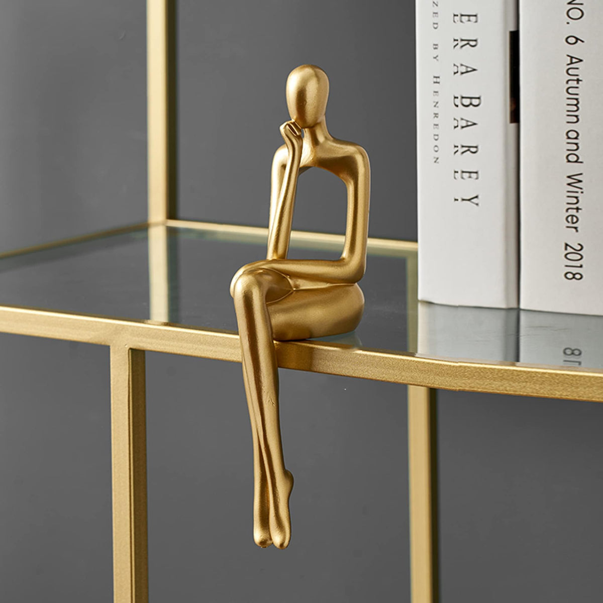 XINXUAN Gold Statue Home Decor - Modern Bookshelf & Desk Decor - 3 Piece Set