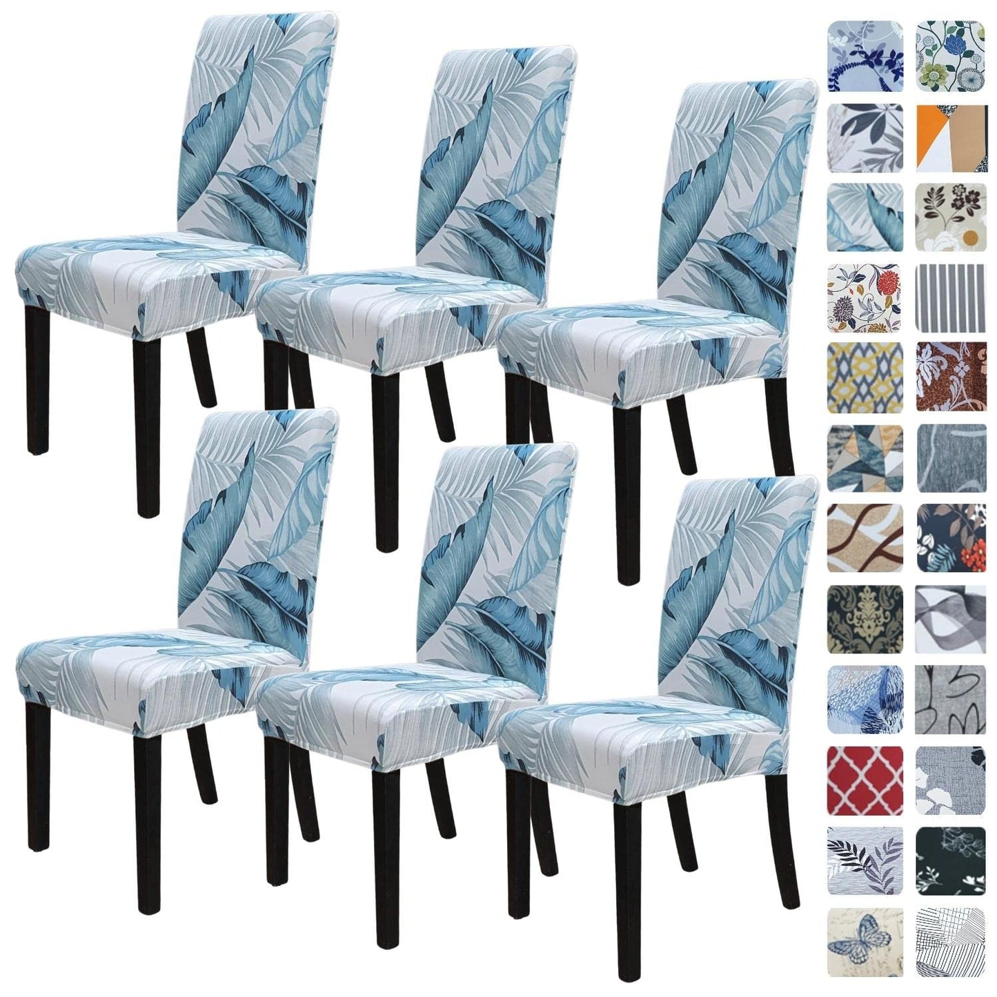 SPRINGRICO Chair Covers for Dining Room 6 Pack, Stretch Dining Chair Cover, Washable Spandex Kitchen Parsons Chair Slipcovers, Removable Seat Protector for Home or Party (Set of 6, Cassandra)