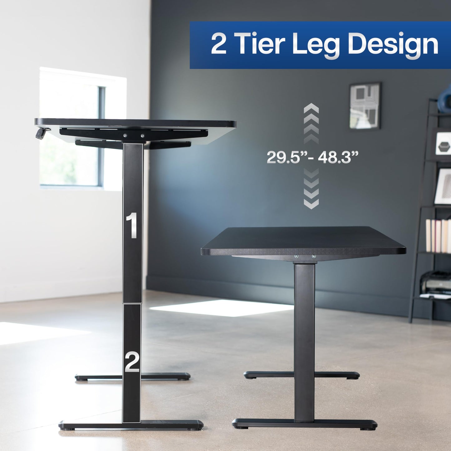 VIVO Electric 71 x 30 inch Square Edge Standing Desk, Dual Motor Memory Controller Height Adjustment, E2B-S Series, Black Top Black Frame, DESK-KIT-E2B71S-B