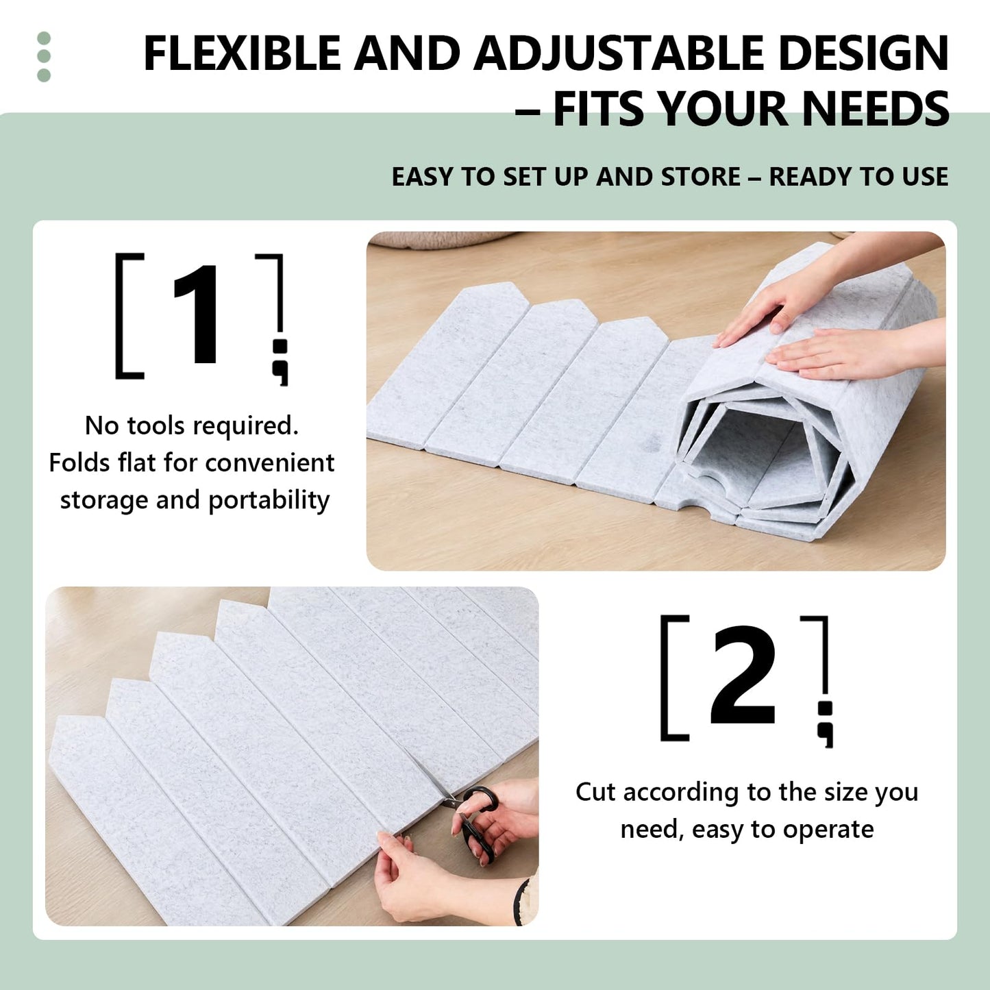 Poola Voidra 86.5 x 16'' Foldable Felt Desk Divider with 25 Thumbtacks & 8 Clips, Acoustic Desk Partition Privacy Panel, Versatile Cubicle Shield Hanging Note Item, for Office Home (Triangular)