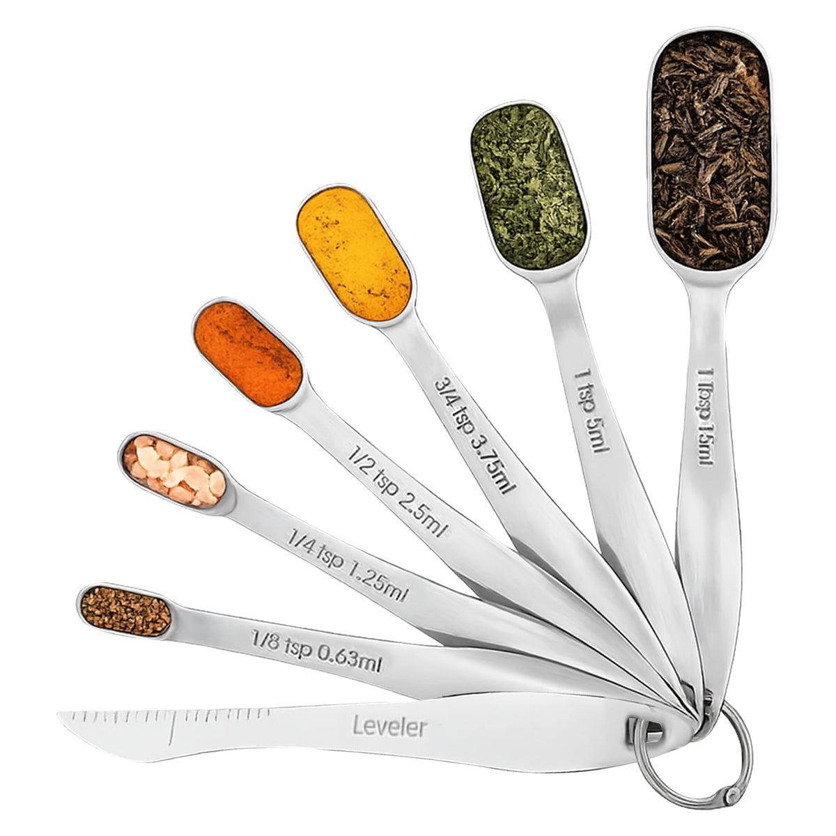 Set of Stainless Steel Measuring Spoons with Leveler for Precise Baking