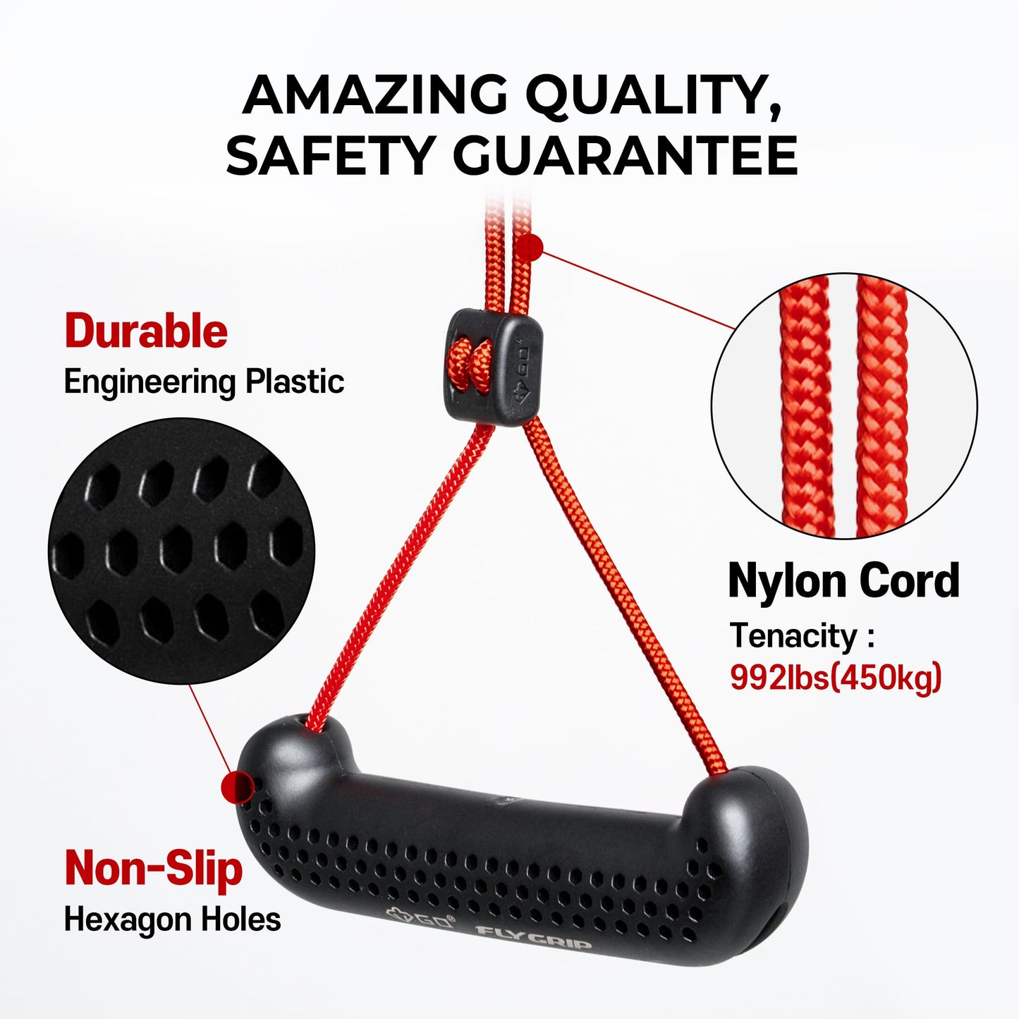 GD Fly Grip Pull Up Handles for Neutral Grip & LAT Pull Down Attachments – Perfect Grips for T-bar Row, D Handle Cable Attachment, Gym Equipment (Black Grip(Black Strap))